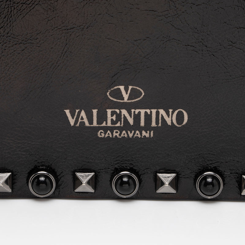 Valentino Craquele Calfskin Rolling Rockstud Guitar Strap Medium Crossbody (SHF-O6C3vW)