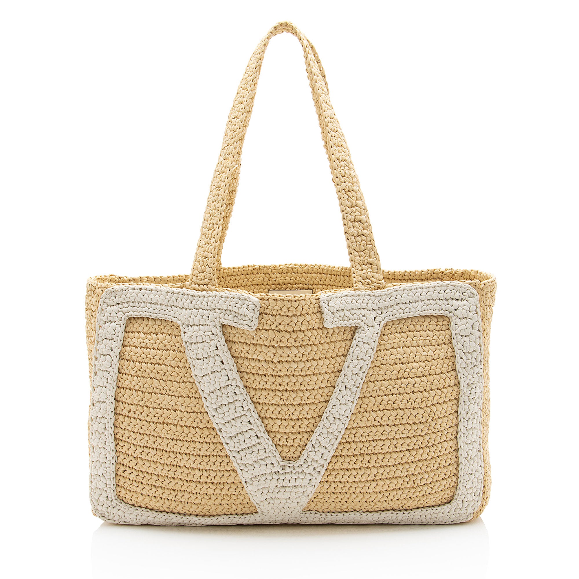 Valentino Crochet Raffia Viva Superstar Large Shopping Tote