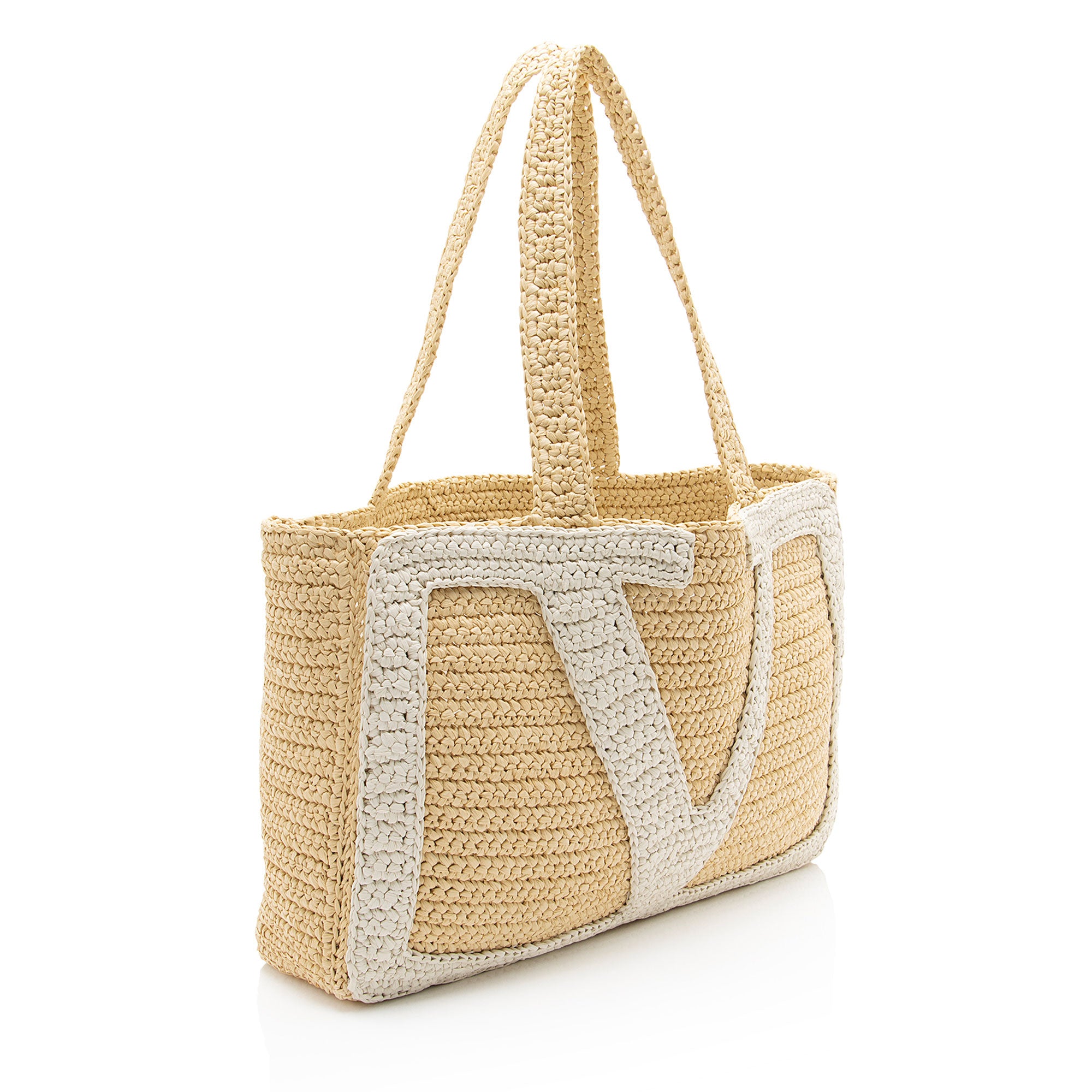 Valentino Crochet Raffia Viva Superstar Large Shopping Tote