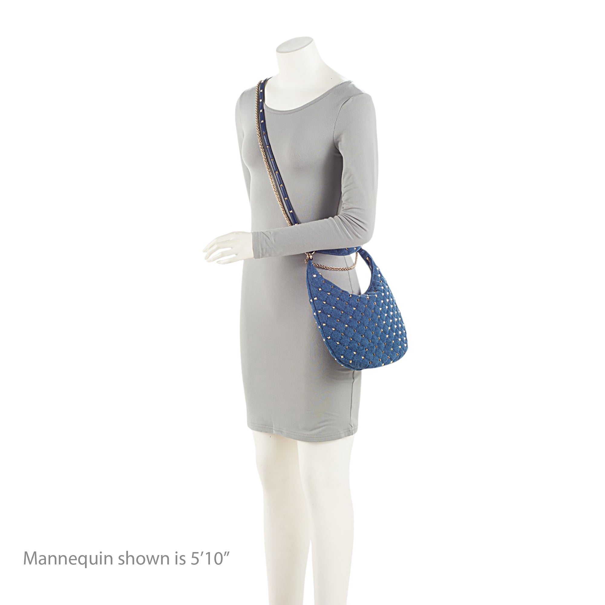 Valentino Denim Rockstud Spike Hobo
