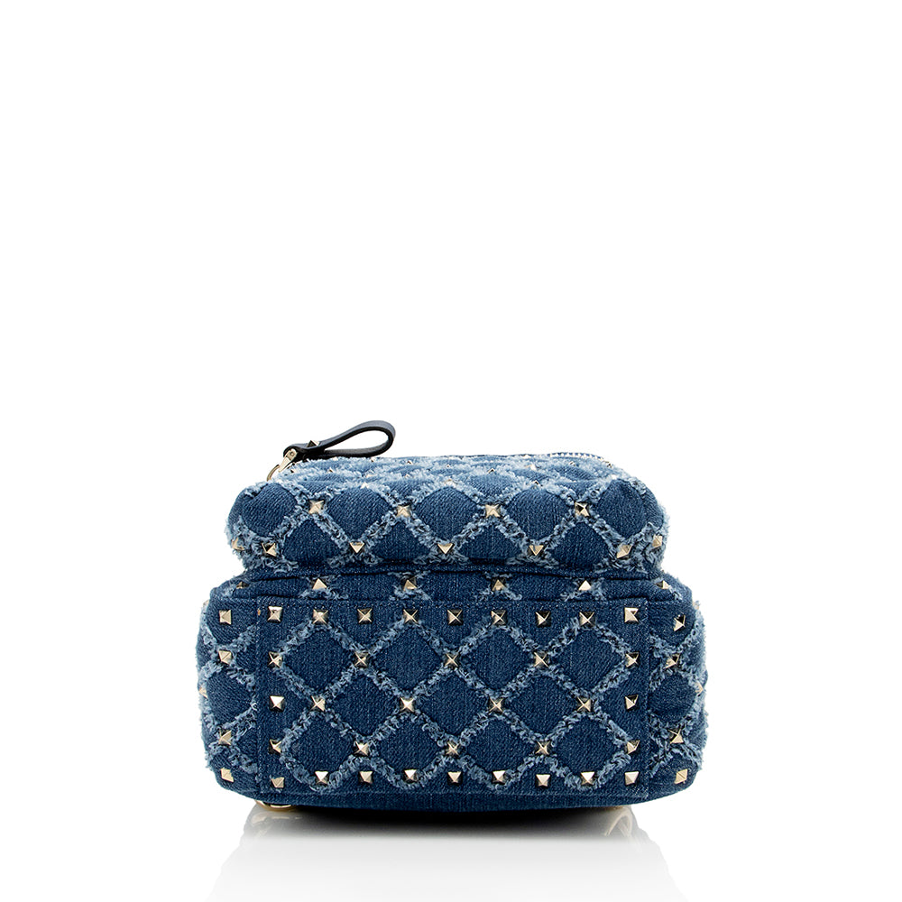 Valentino Denim Rockstud Spike Mini Backpack