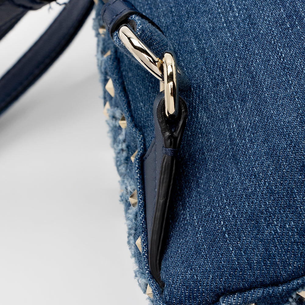Valentino Denim Rockstud Spike Mini Backpack