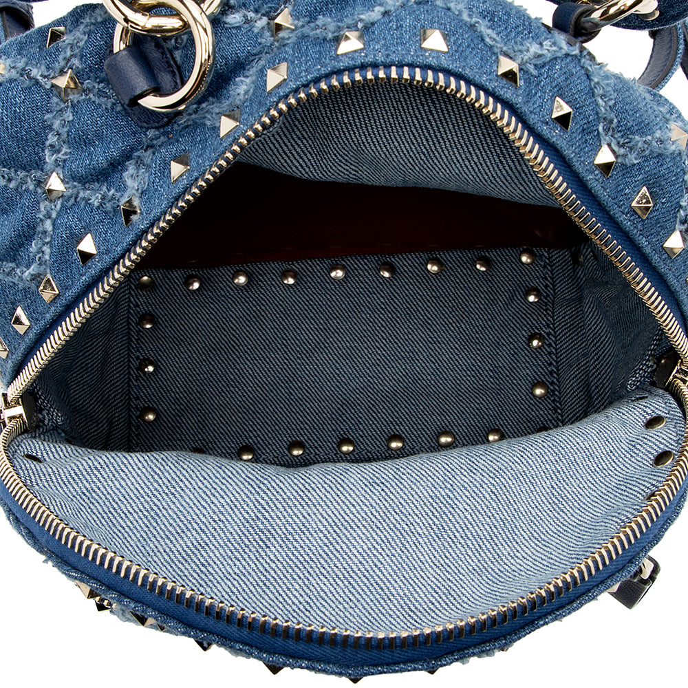 Valentino Denim Rockstud Spike Mini Backpack