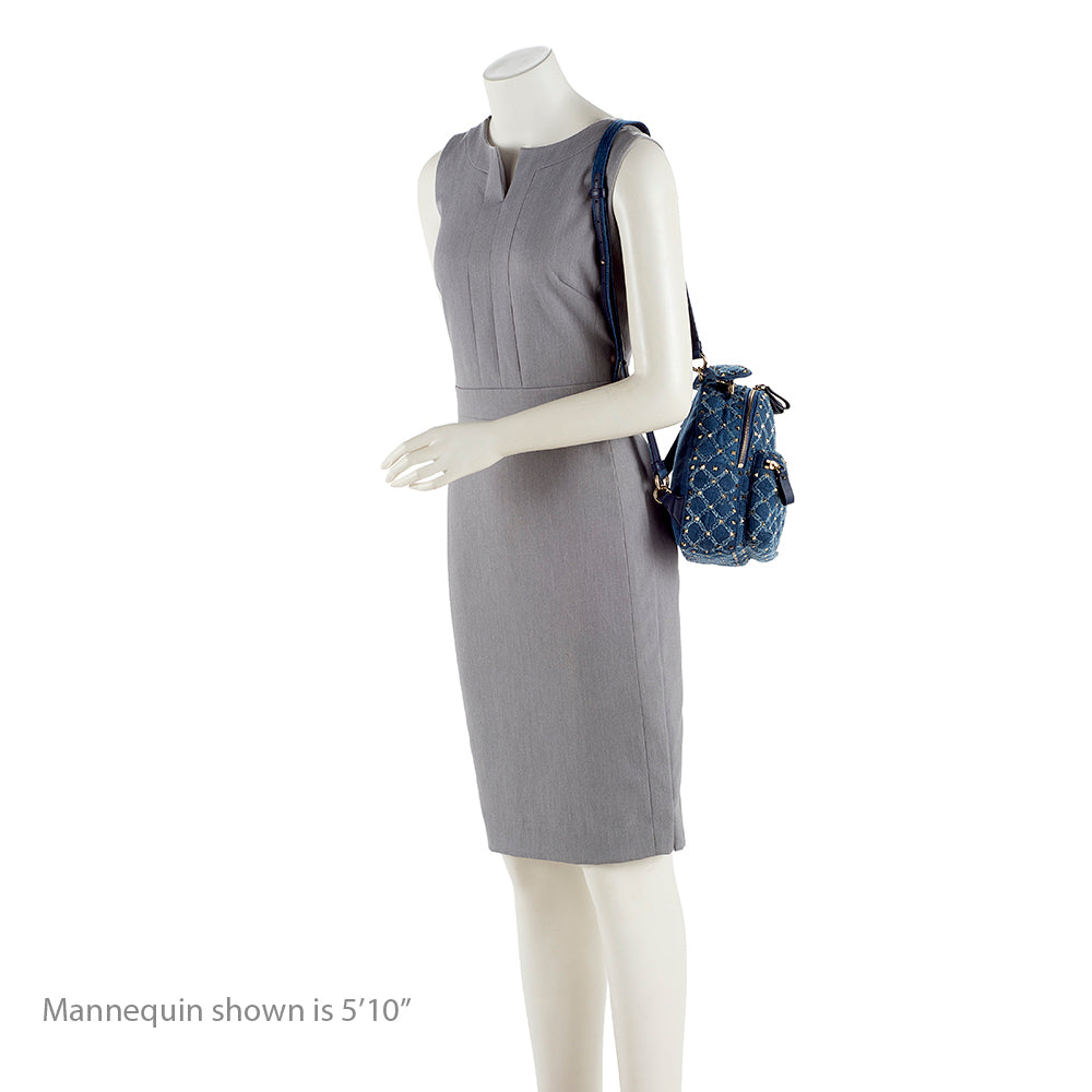 Valentino Denim Rockstud Spike Mini Backpack