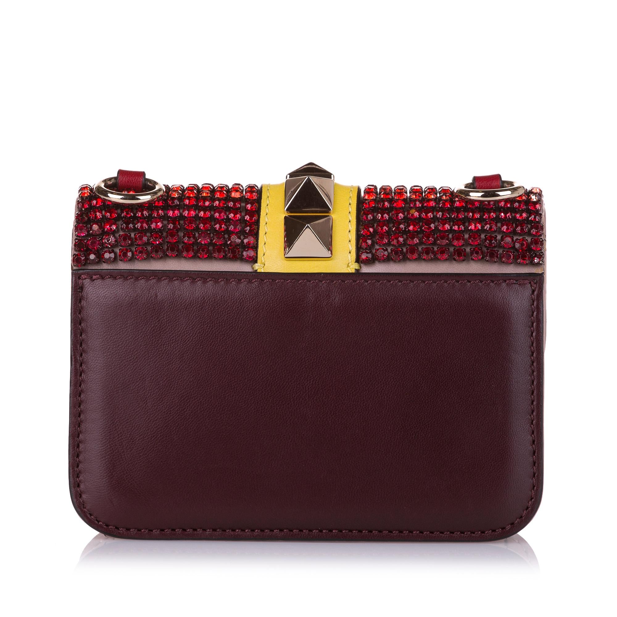 Valentino Embellished Crystal Rockstud Glam Lock Crossbody Bag (SHG-pup2QL)