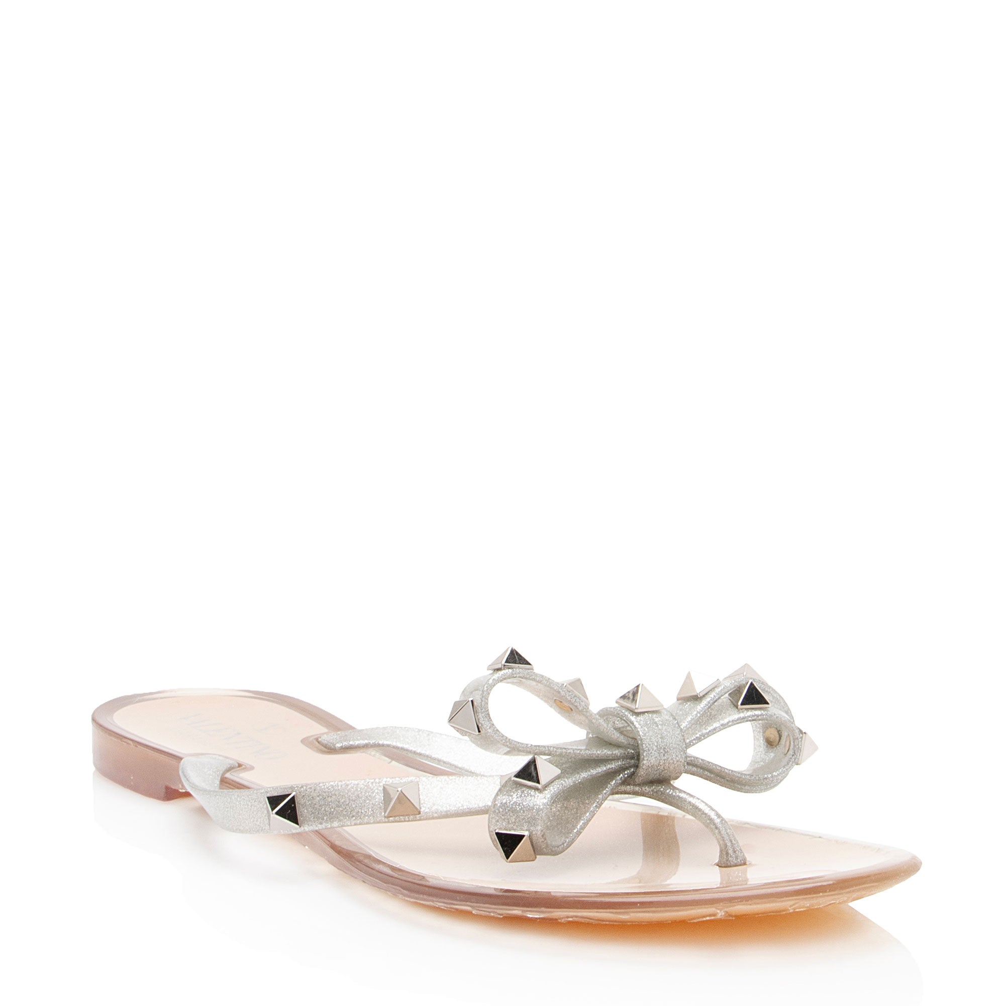 Valentino Glitter Rockstud Jelly Bow Sandals - Size 8 / 38