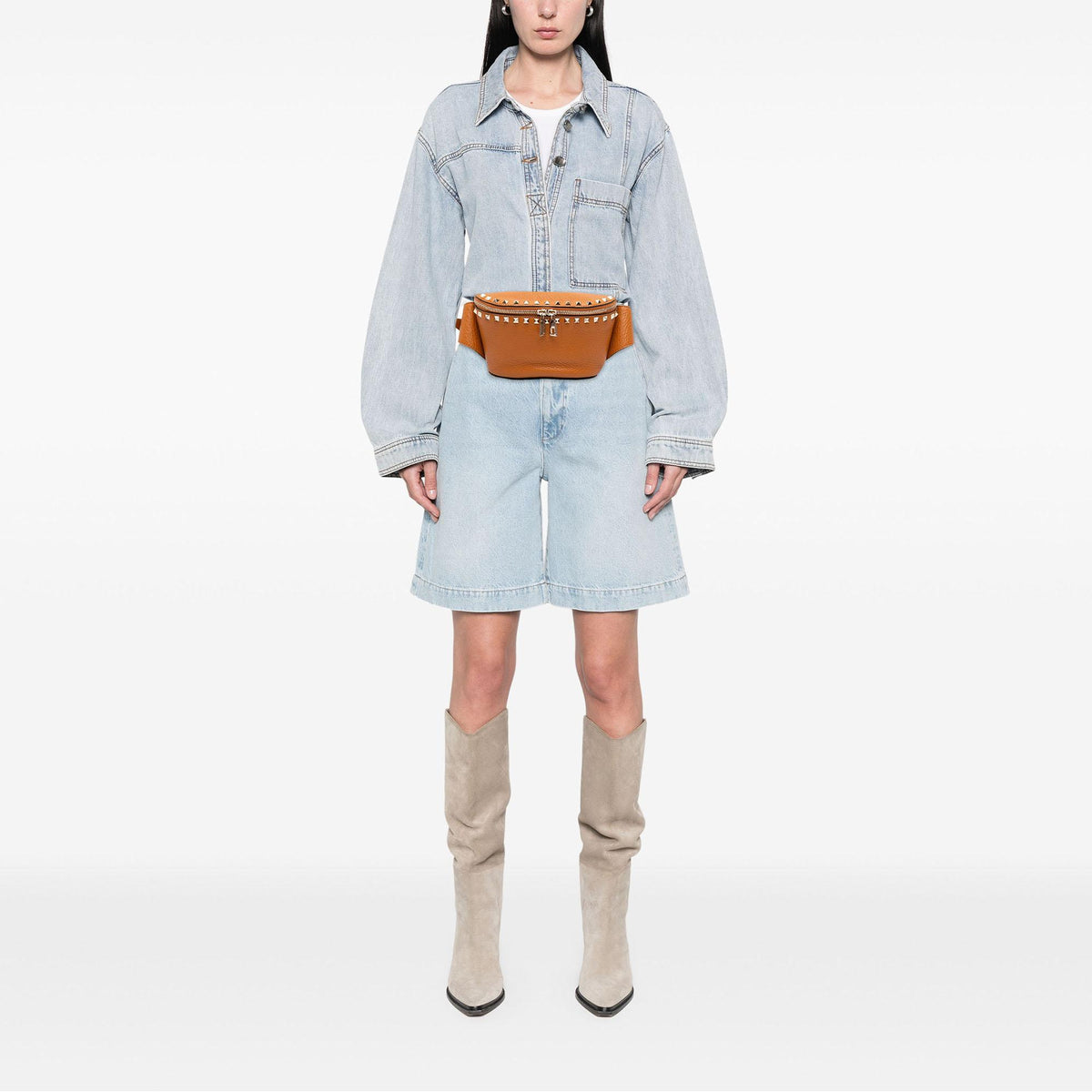 Valentino Grained Calfskin Rockstud Belt Bag