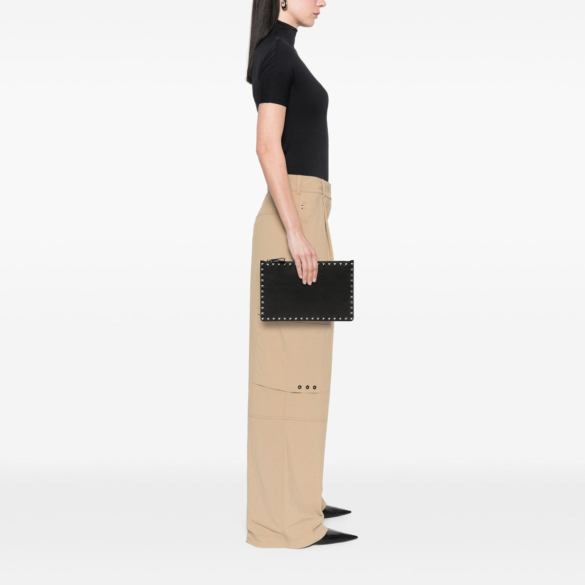 Valentino Grained Calfskin Rockstud Clutch