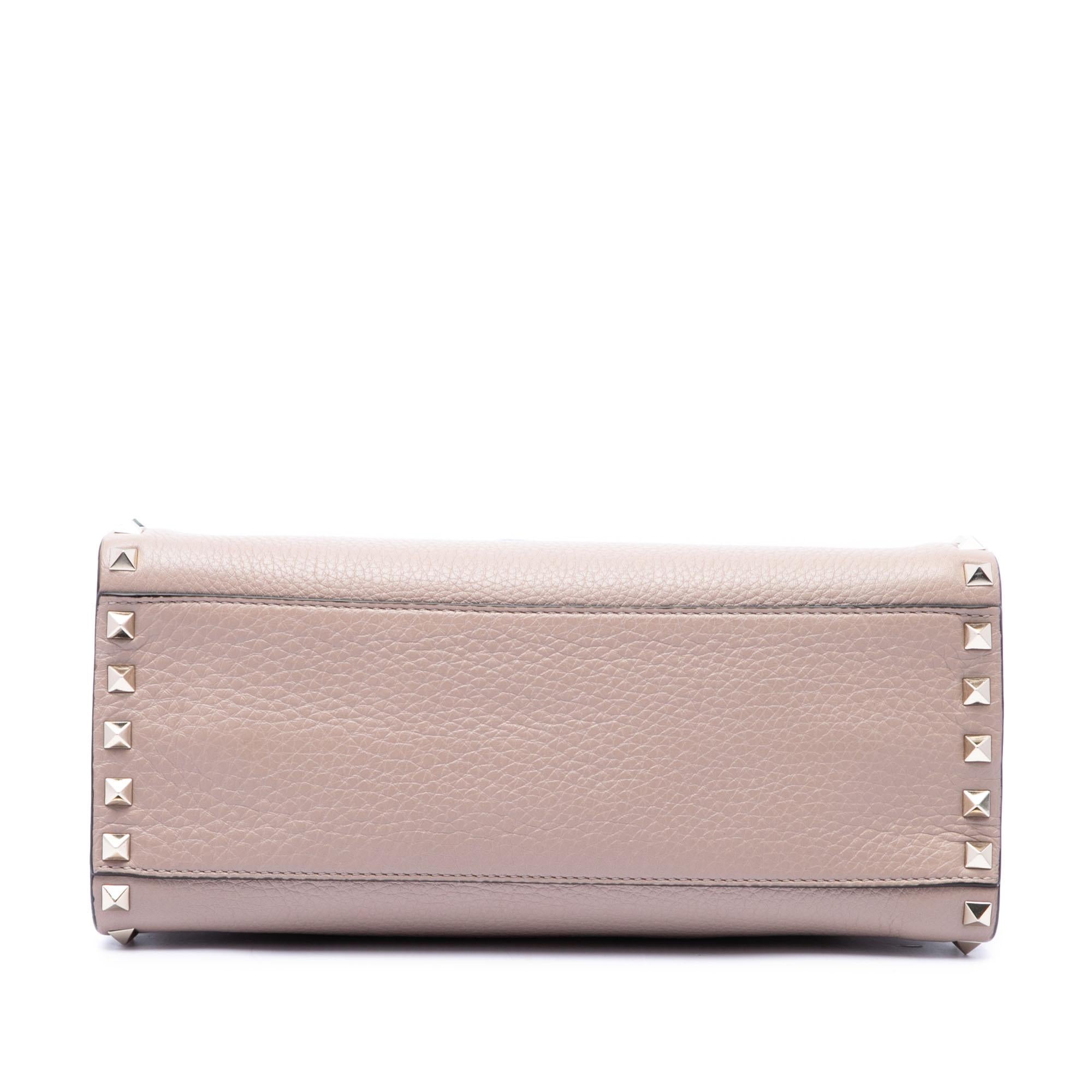 Valentino Grained Calfskin Rockstud Flip Lock Tote