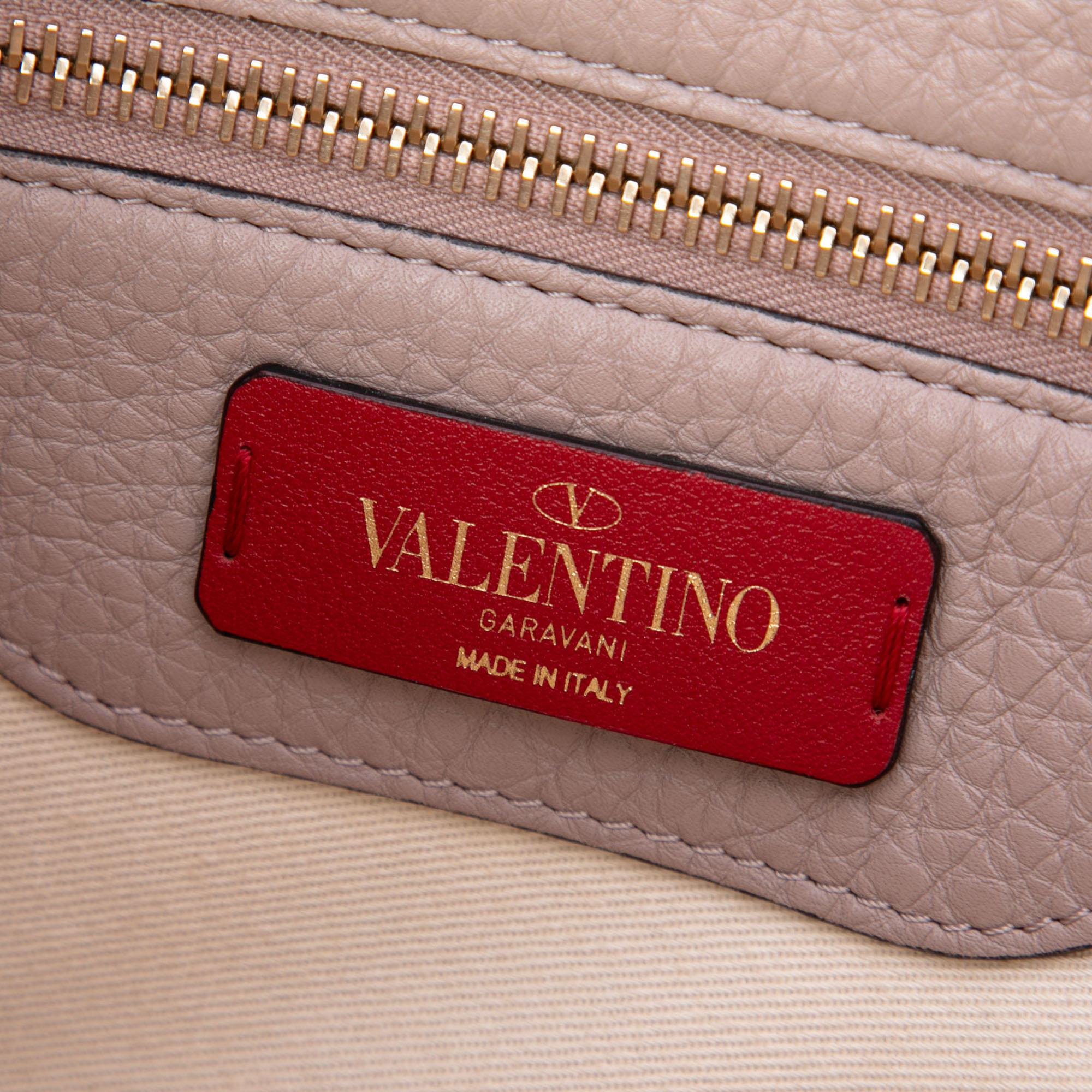 Valentino Grained Calfskin Rockstud Flip Lock Tote