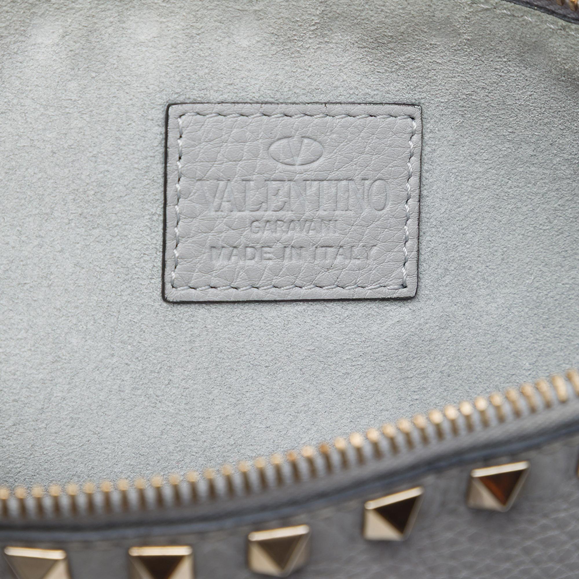 Valentino Grained Calfskin Rockstud Zip Clutch