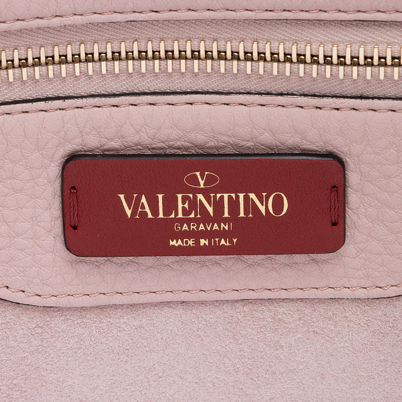 Valentino Grained Leather Rockstud Small Shopper Tote (SHF-22744)