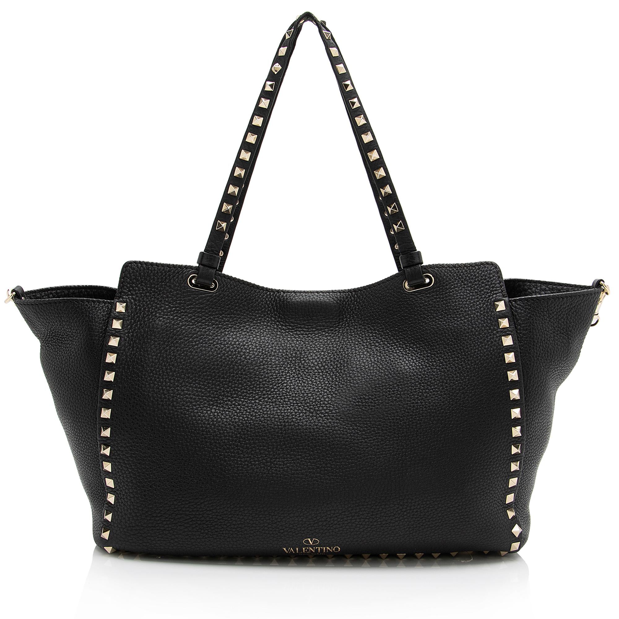 Valentino Grainy Calfskin Rockstud Medium Tote (SHF-23281)