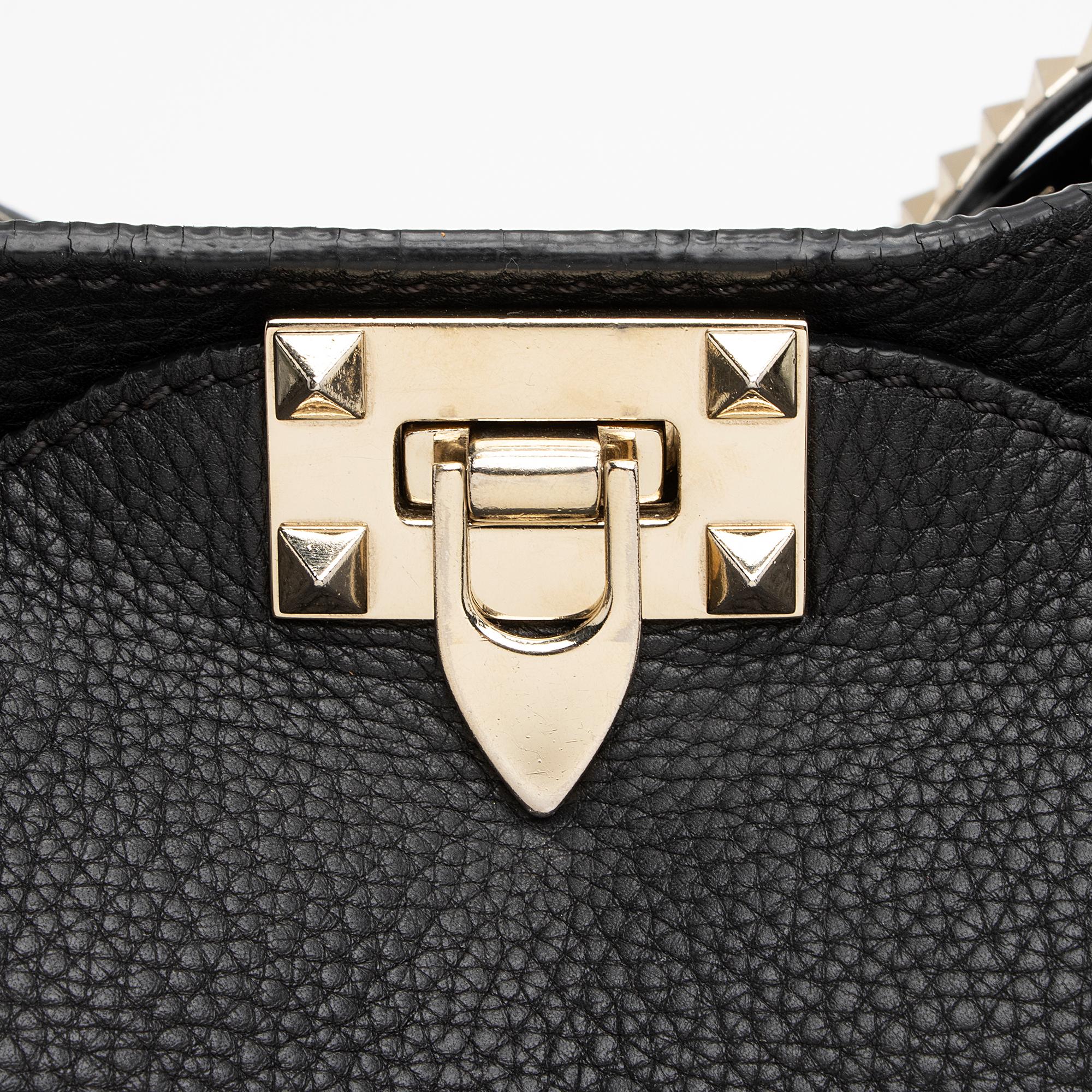 Valentino Grainy Calfskin Rockstud Medium Tote (SHF-23281)