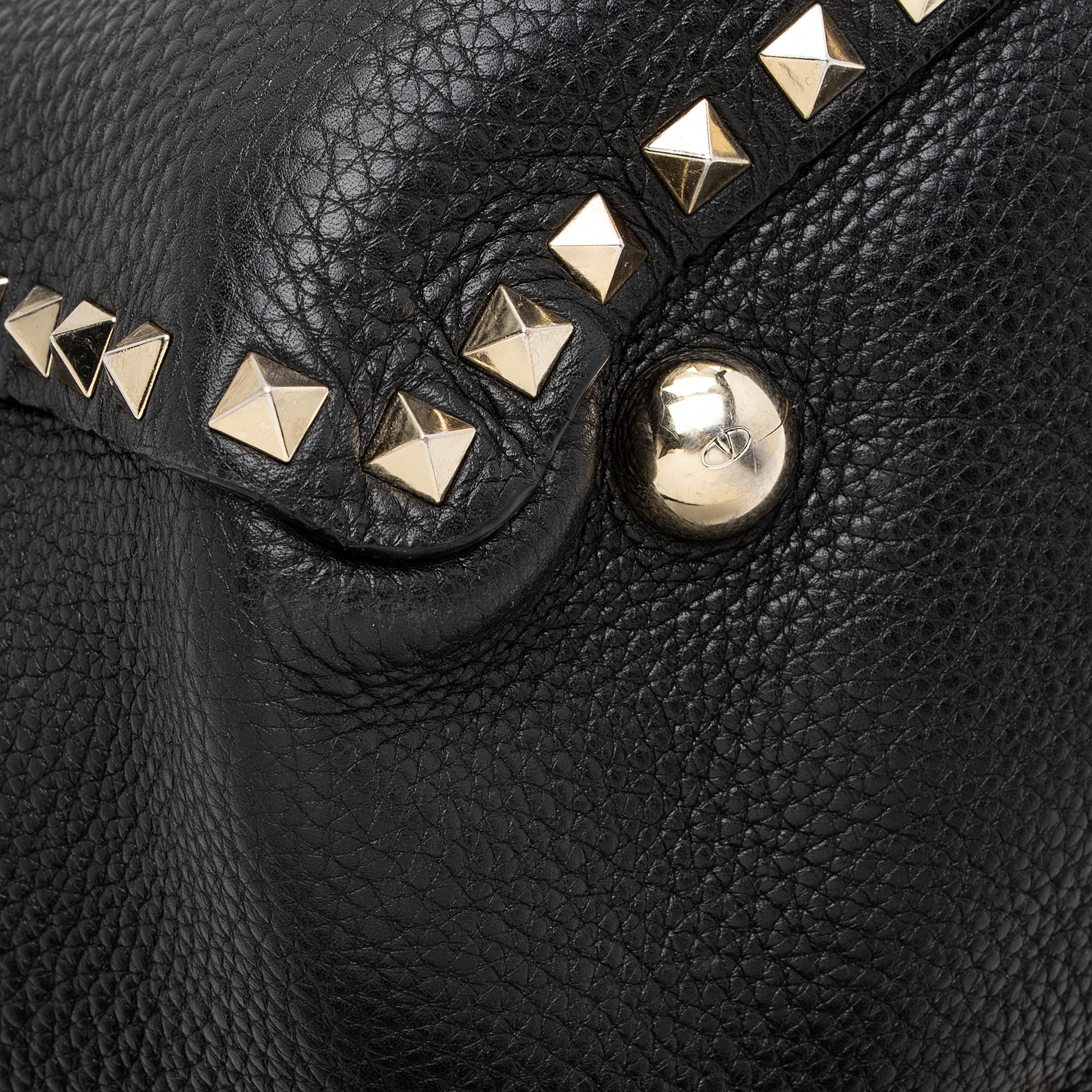 Valentino Grainy Calfskin Rockstud Medium Tote (SHF-23281)
