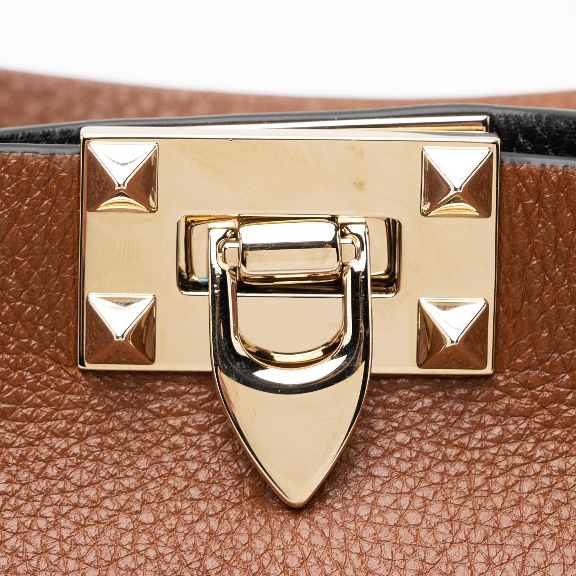 Valentino Grainy Calfskin Rockstud Slouch Medium Tote