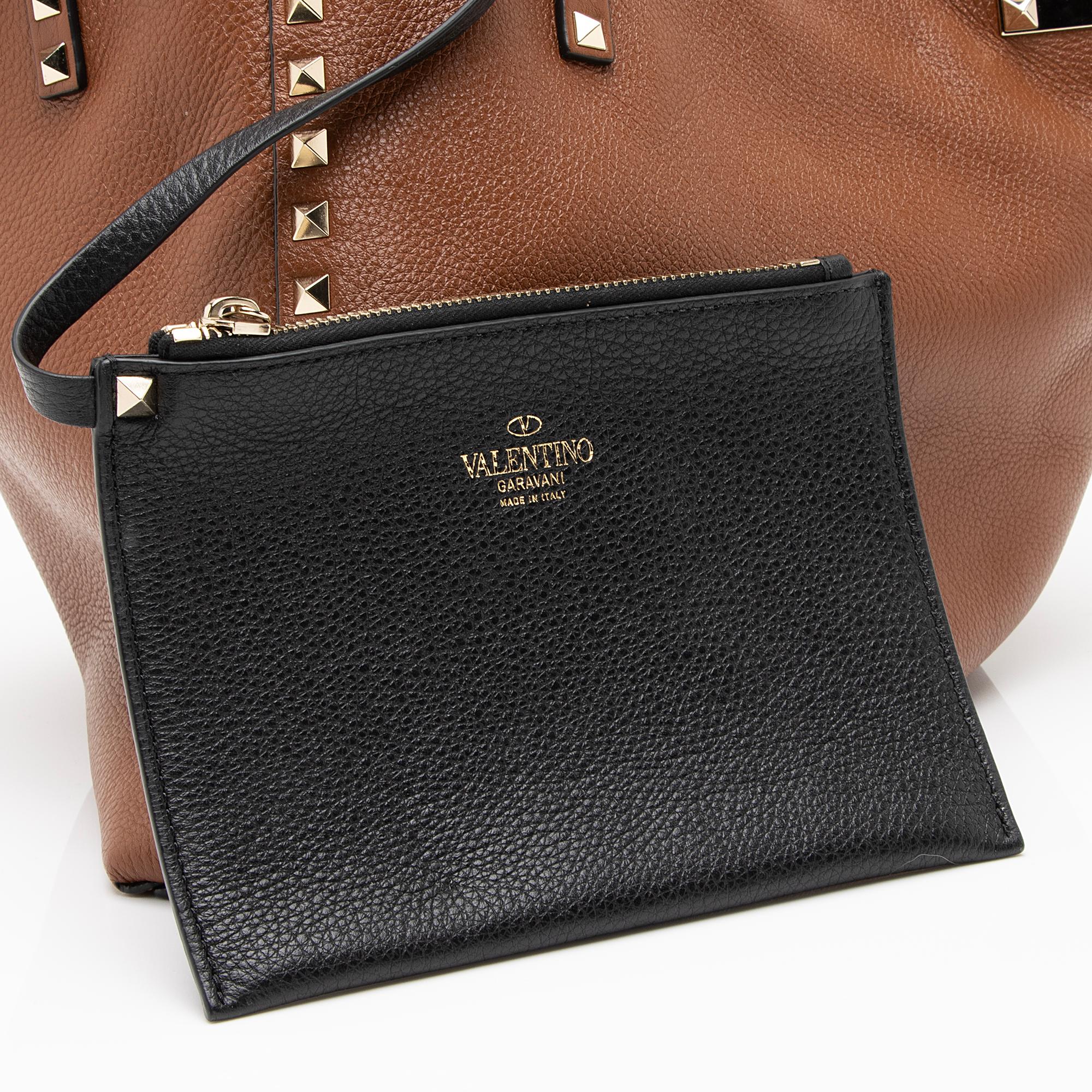 Valentino Grainy Calfskin Rockstud Slouch Medium Tote