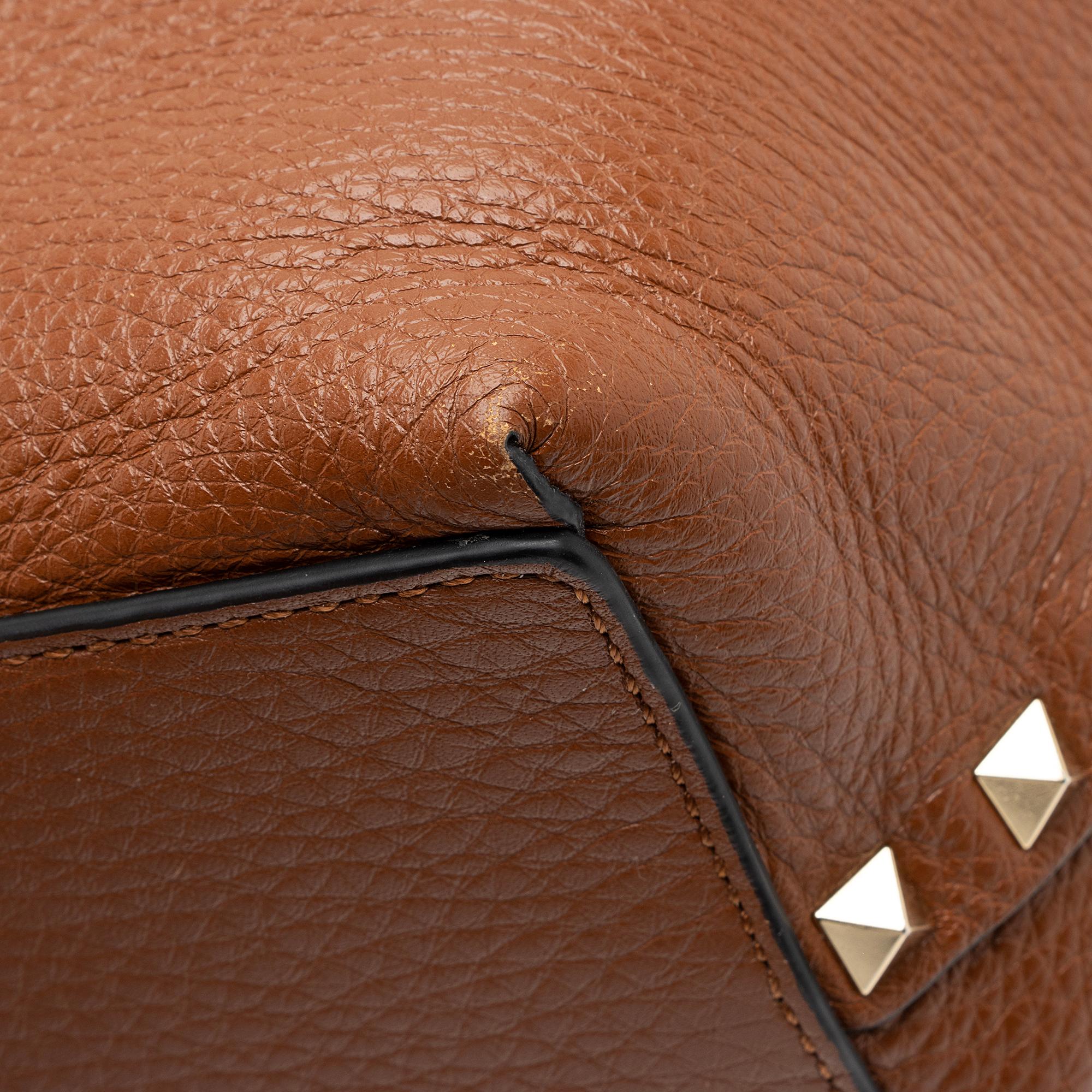 Valentino Grainy Calfskin Rockstud Slouch Medium Tote