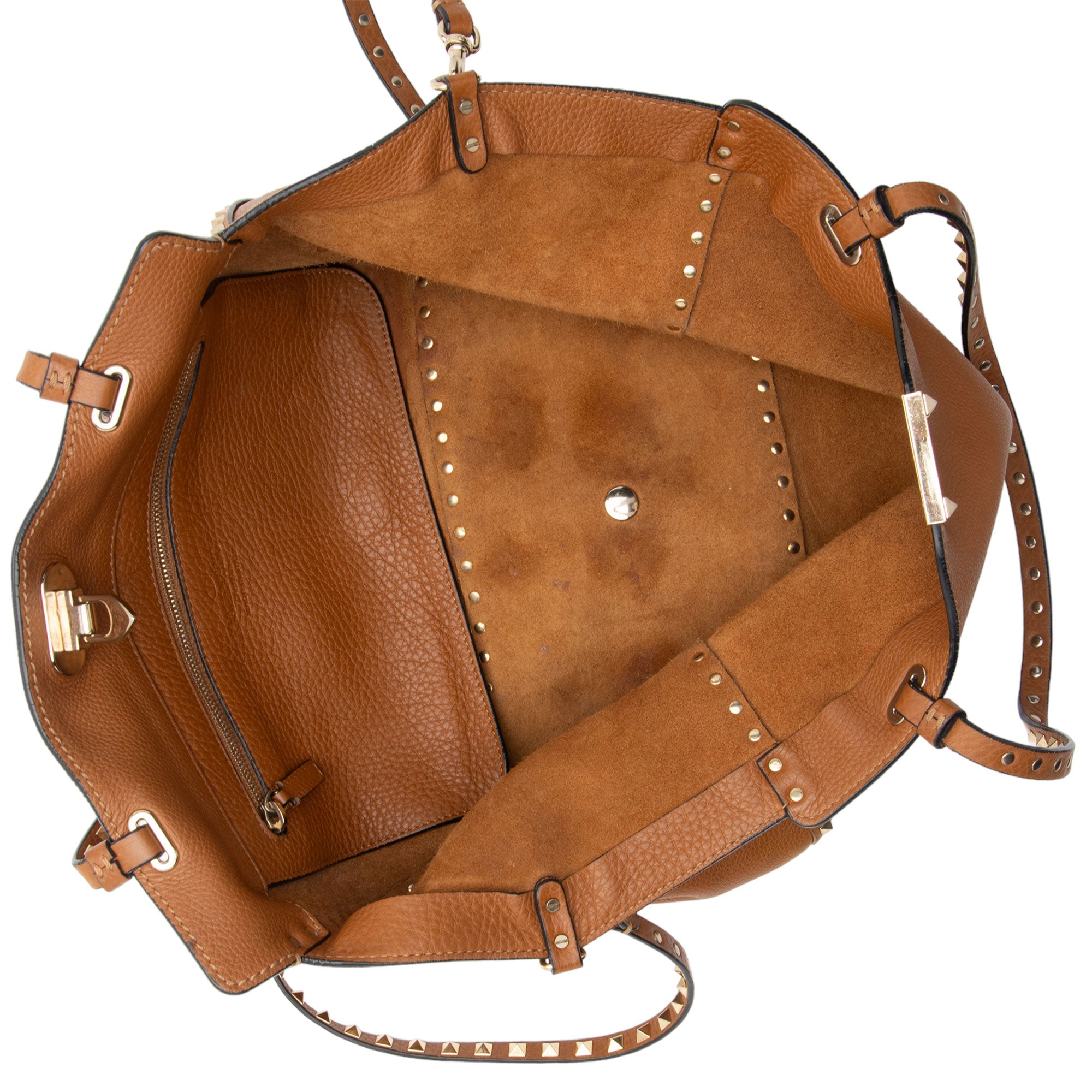 Valentino Grainy Calfskin Rockstud Medium Tote (SHF-7UH6kc)