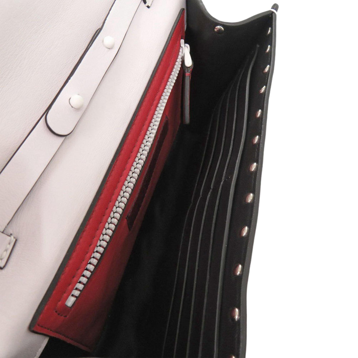 Valentino Lambskin Free Rockstud Spike Wallet On Chain