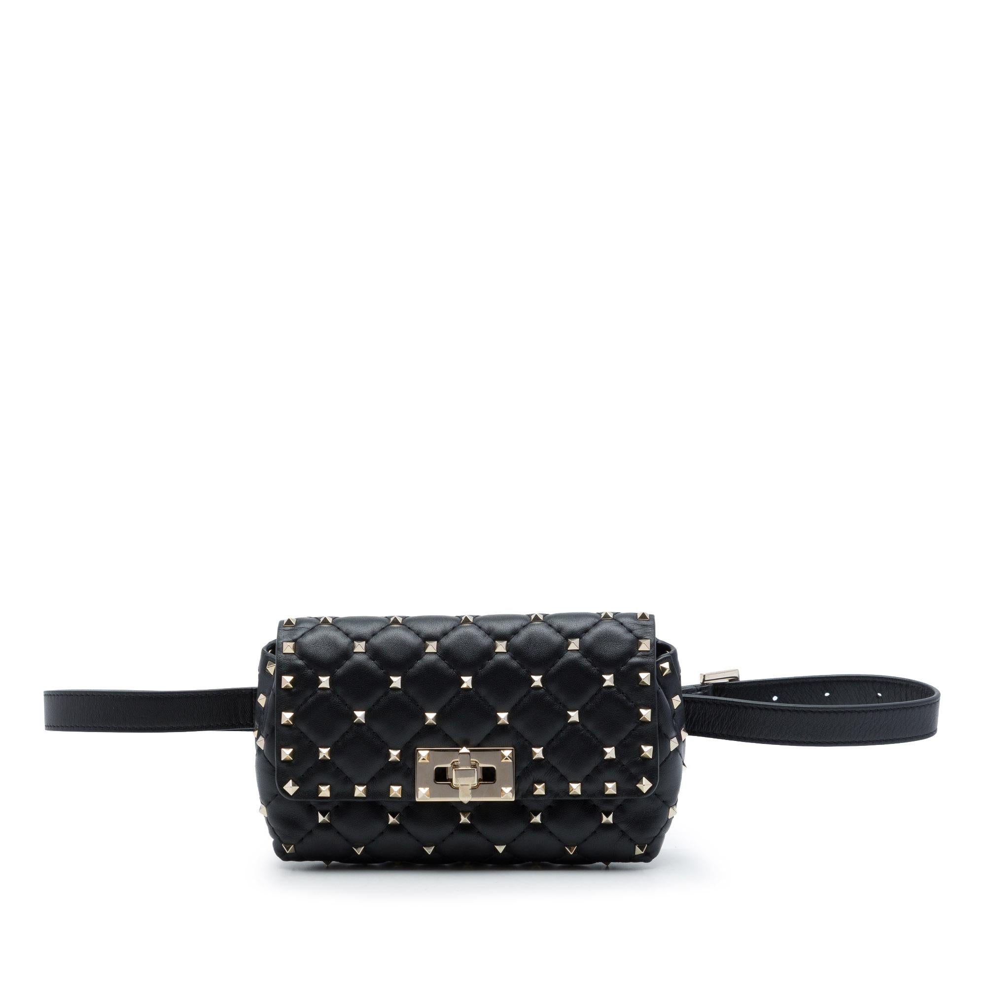 Valentino Lambskin Rockstud Spike Belt Bag