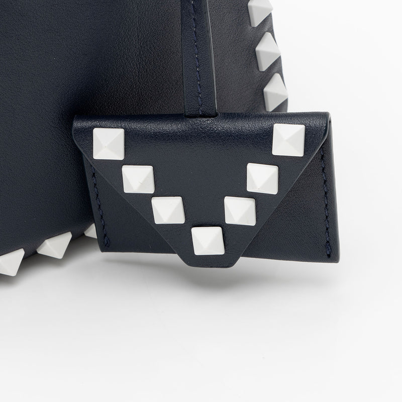 Valentino Lambskin Colorblock Rockstud Top Handle Shoulder Bag (SHF-IpHYts)