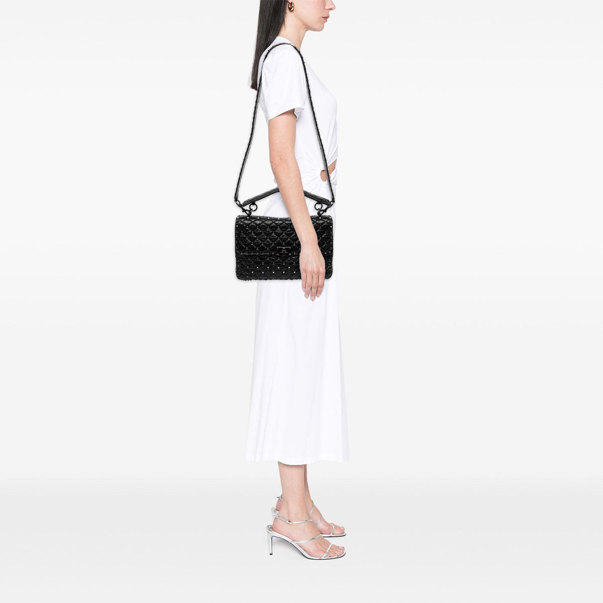 Valentino Large Crinkled Nappa Rockstud Spike Satchel