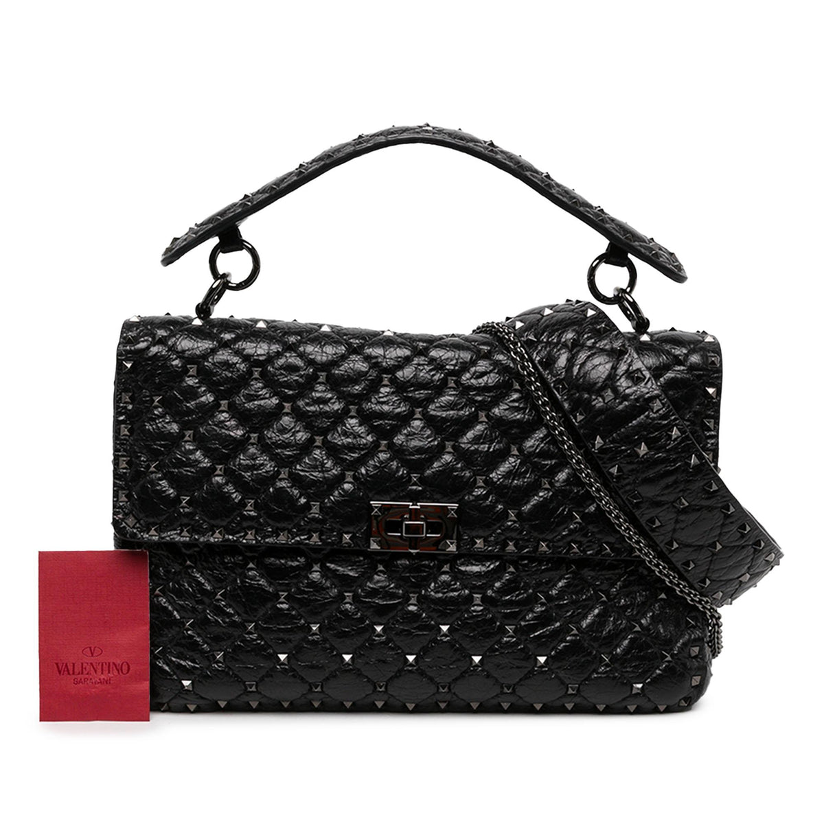 Valentino Large Crinkled Nappa Rockstud Spike Satchel