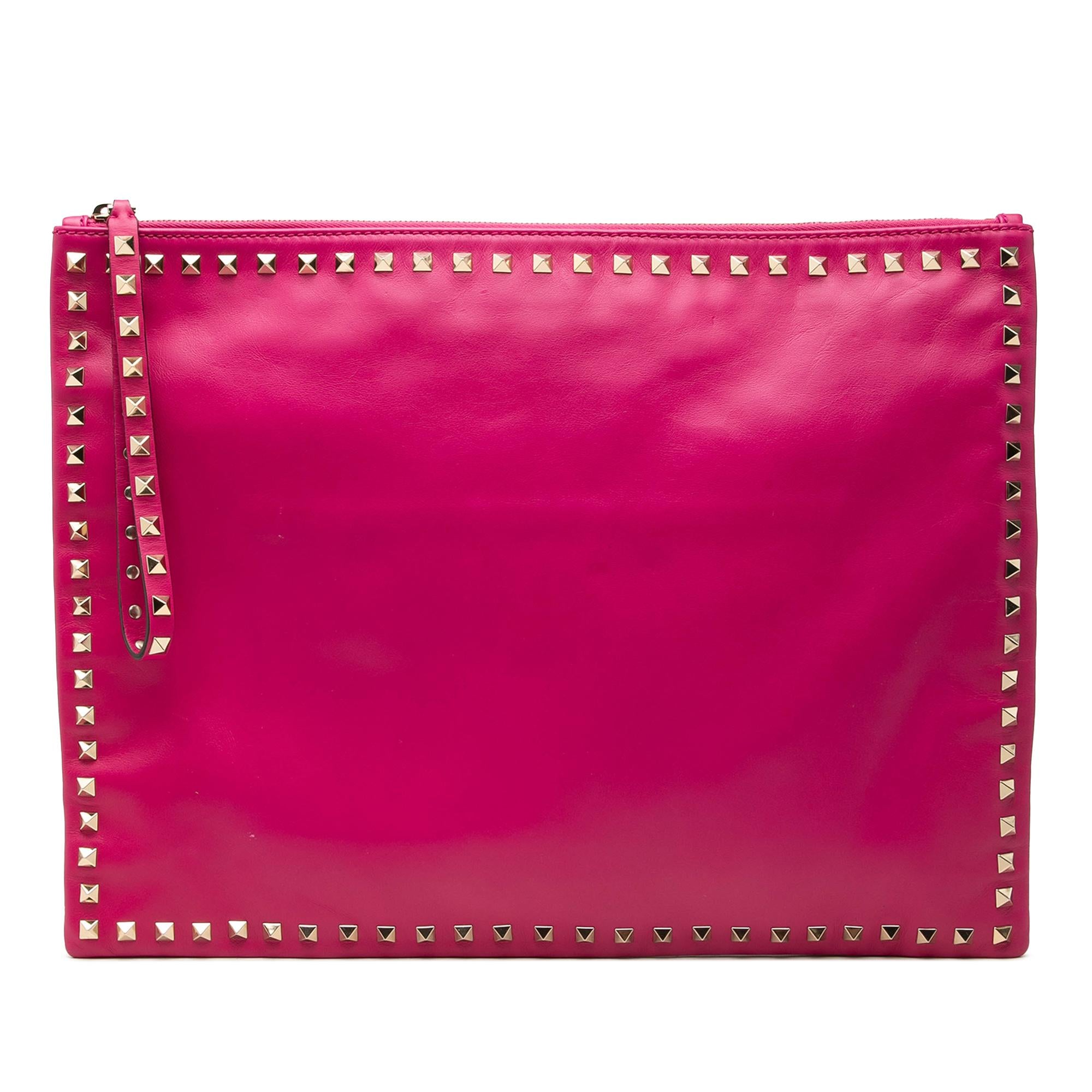 Valentino Large Leather Rockstud Clutch