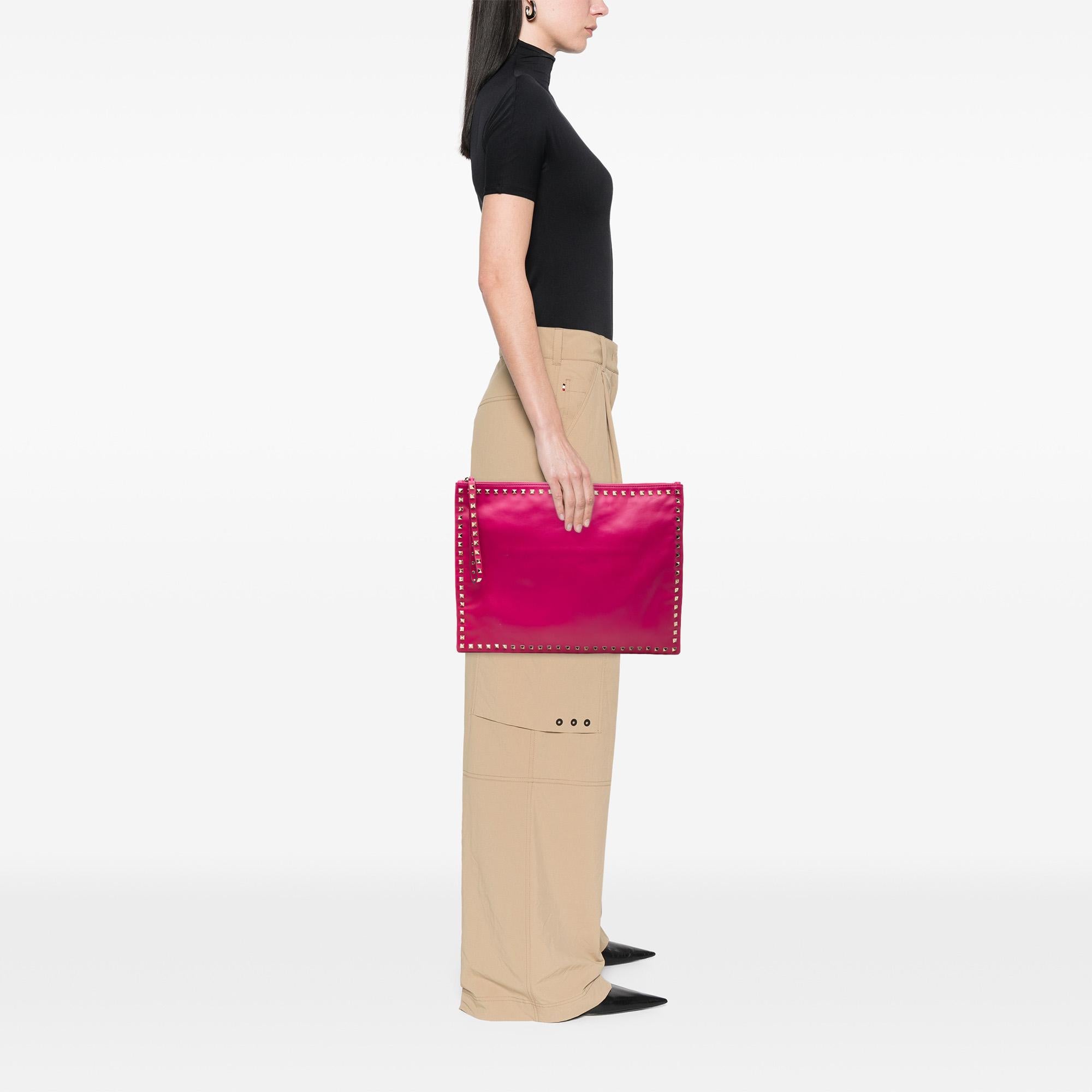 Valentino Large Leather Rockstud Clutch