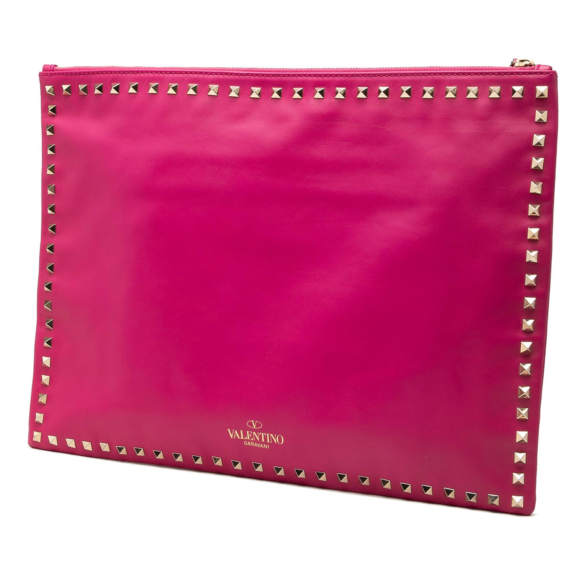Valentino Large Leather Rockstud Clutch