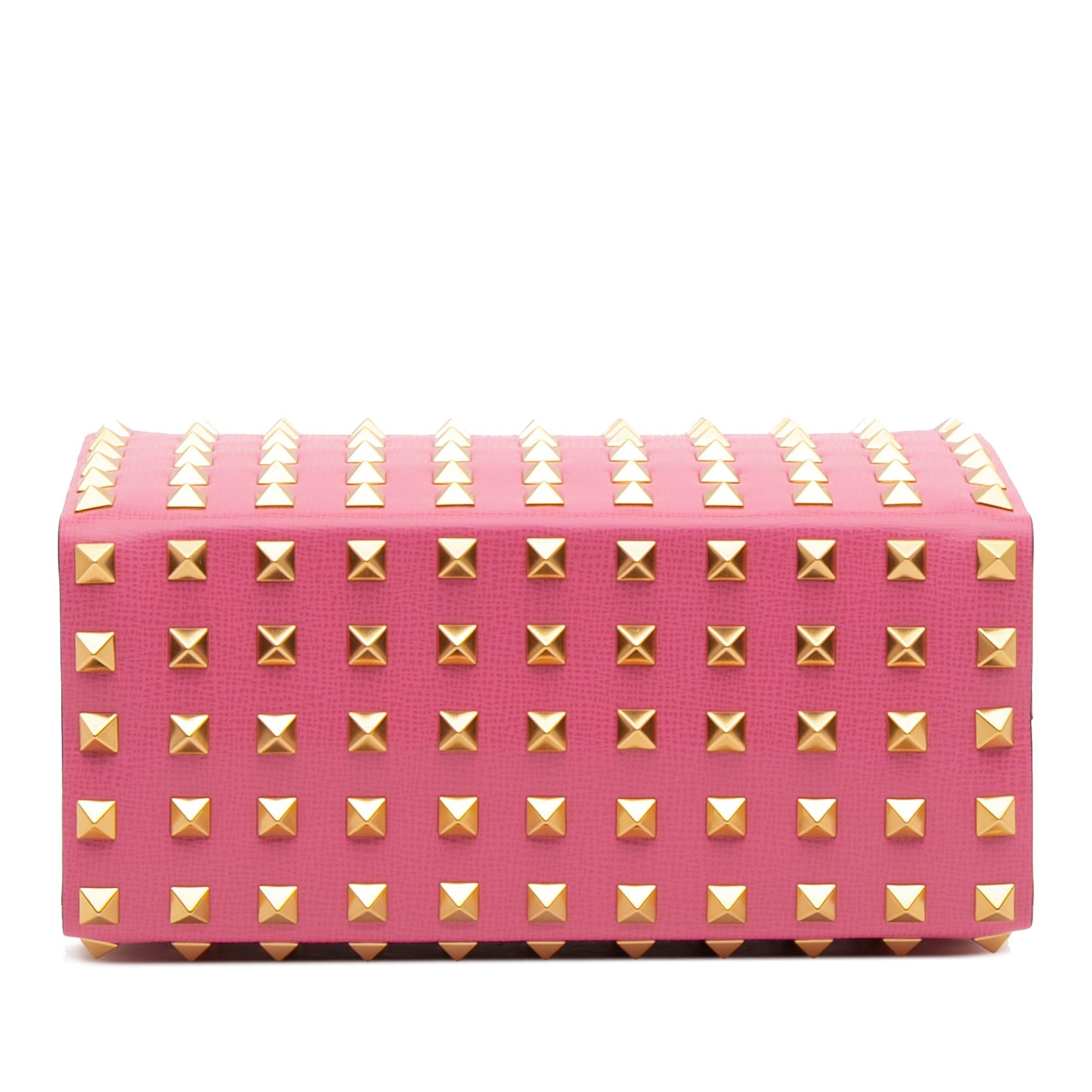 Valentino Leather Rockstud Alcove Box Top Handle Bag