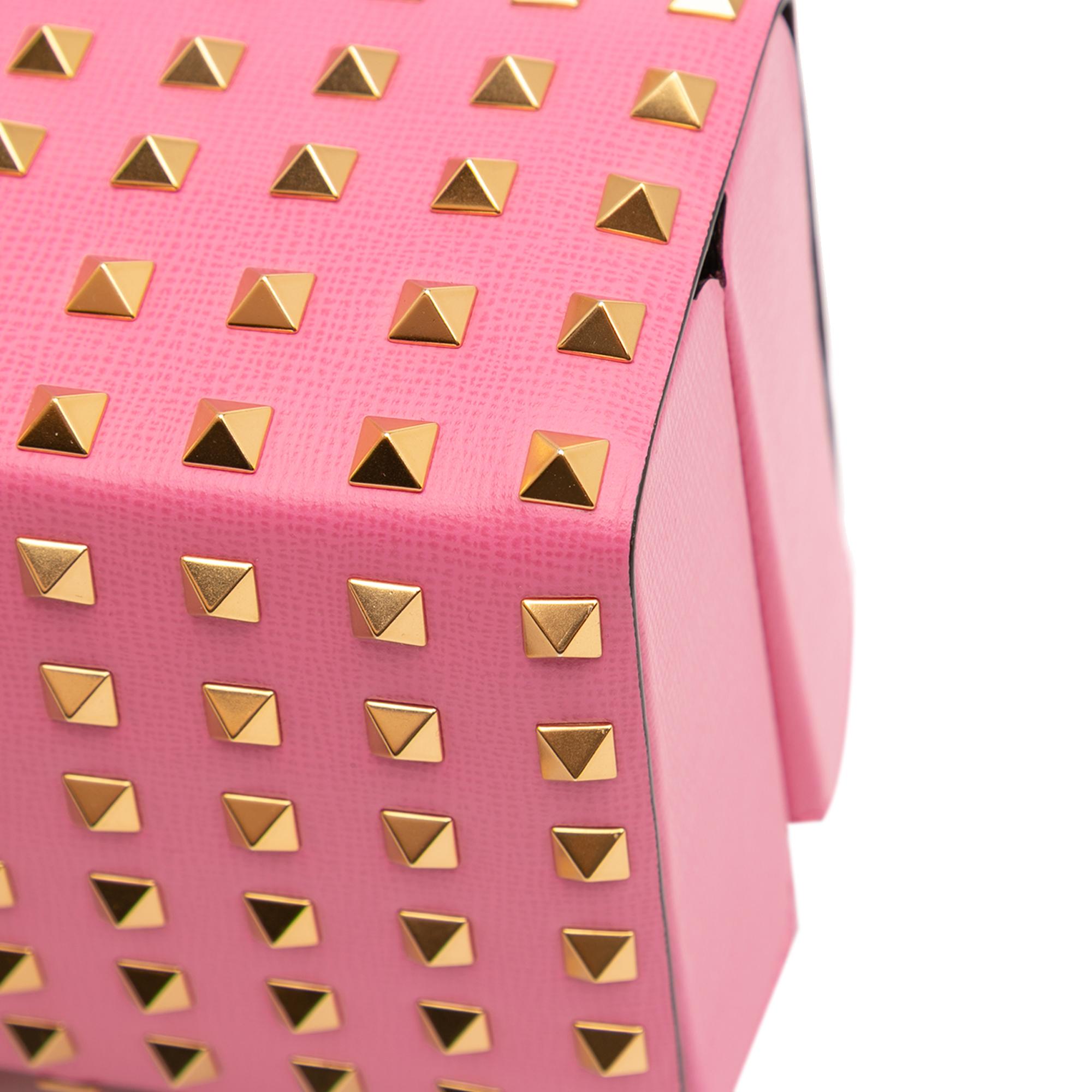 Valentino Leather Rockstud Alcove Box Top Handle Bag