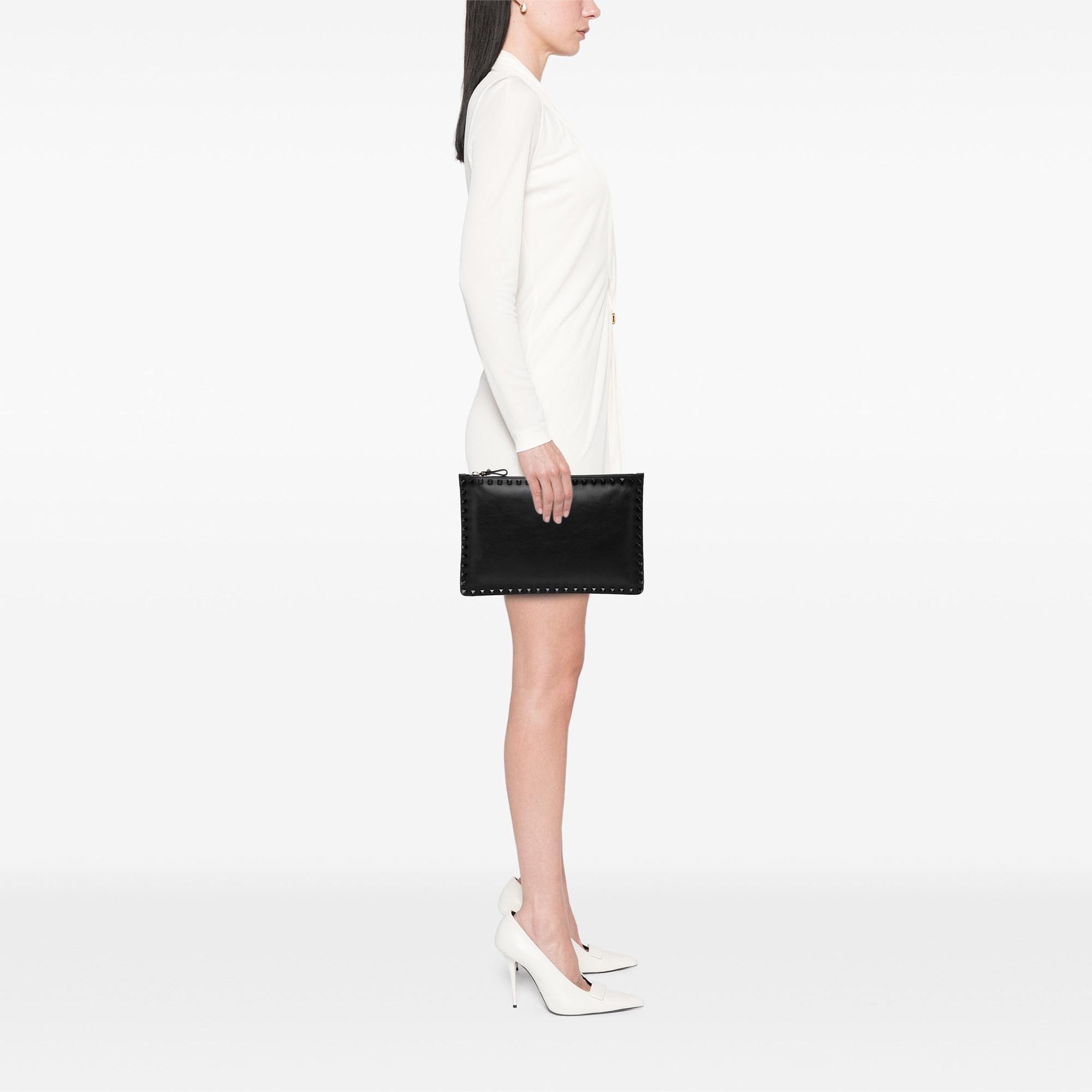 Valentino Leather Rockstud Clutch