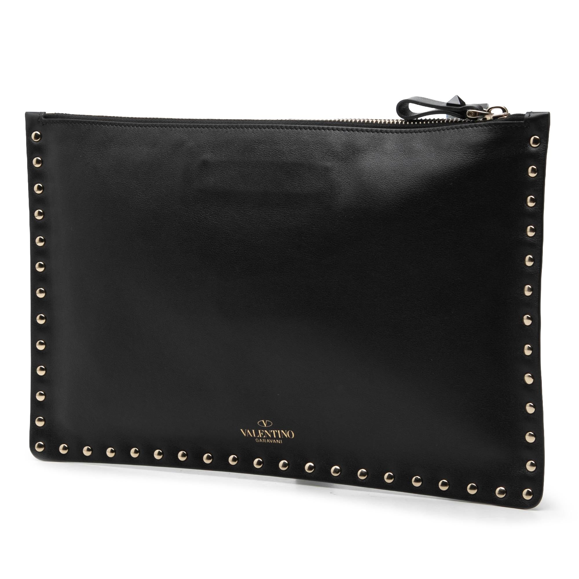 Valentino Leather Rockstud Clutch