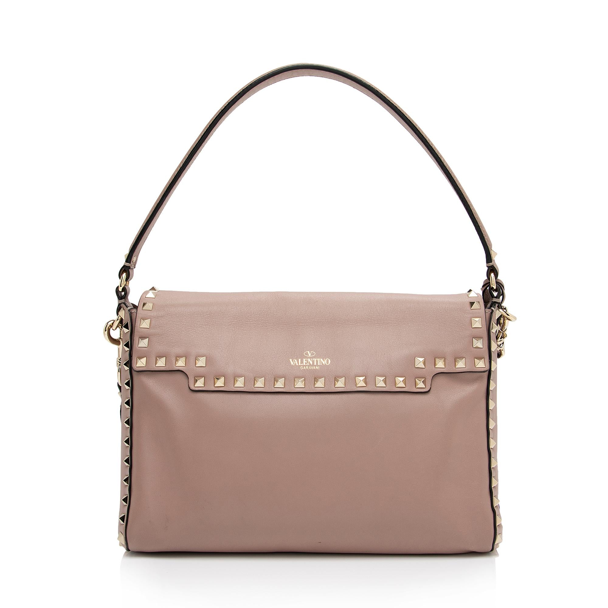 Valentino Leather Rockstud Convertible Shoulder Bag (SHF-TAm8sS)