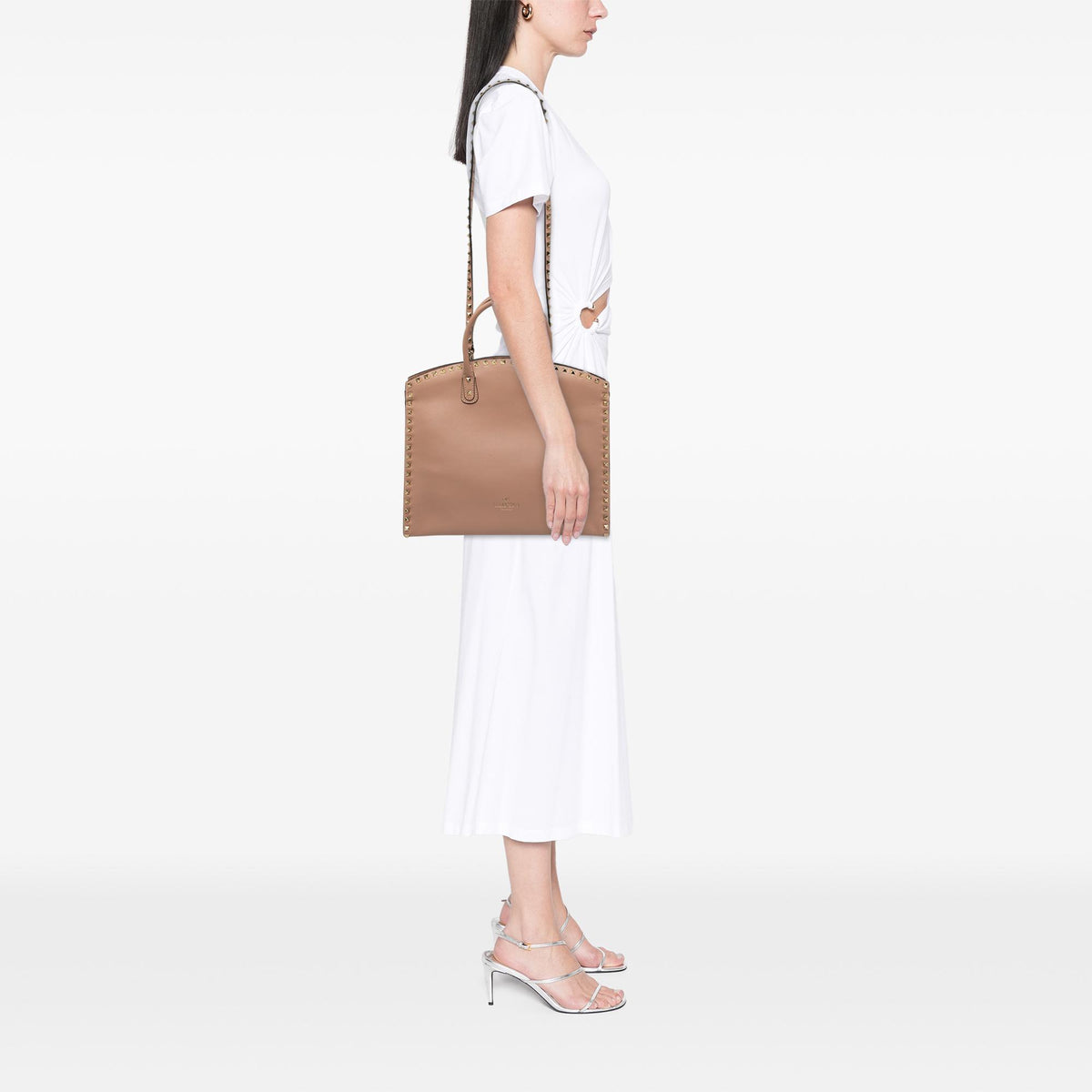 Valentino Leather Rockstud Dome Shopper Satchel