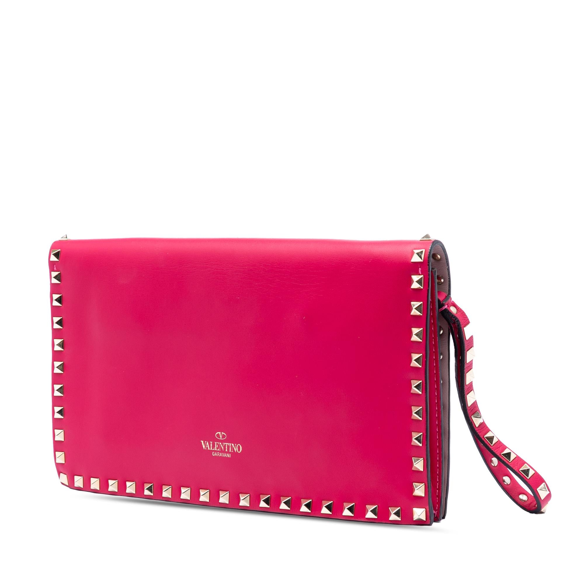 Valentino Leather Rockstud Flap Clutch