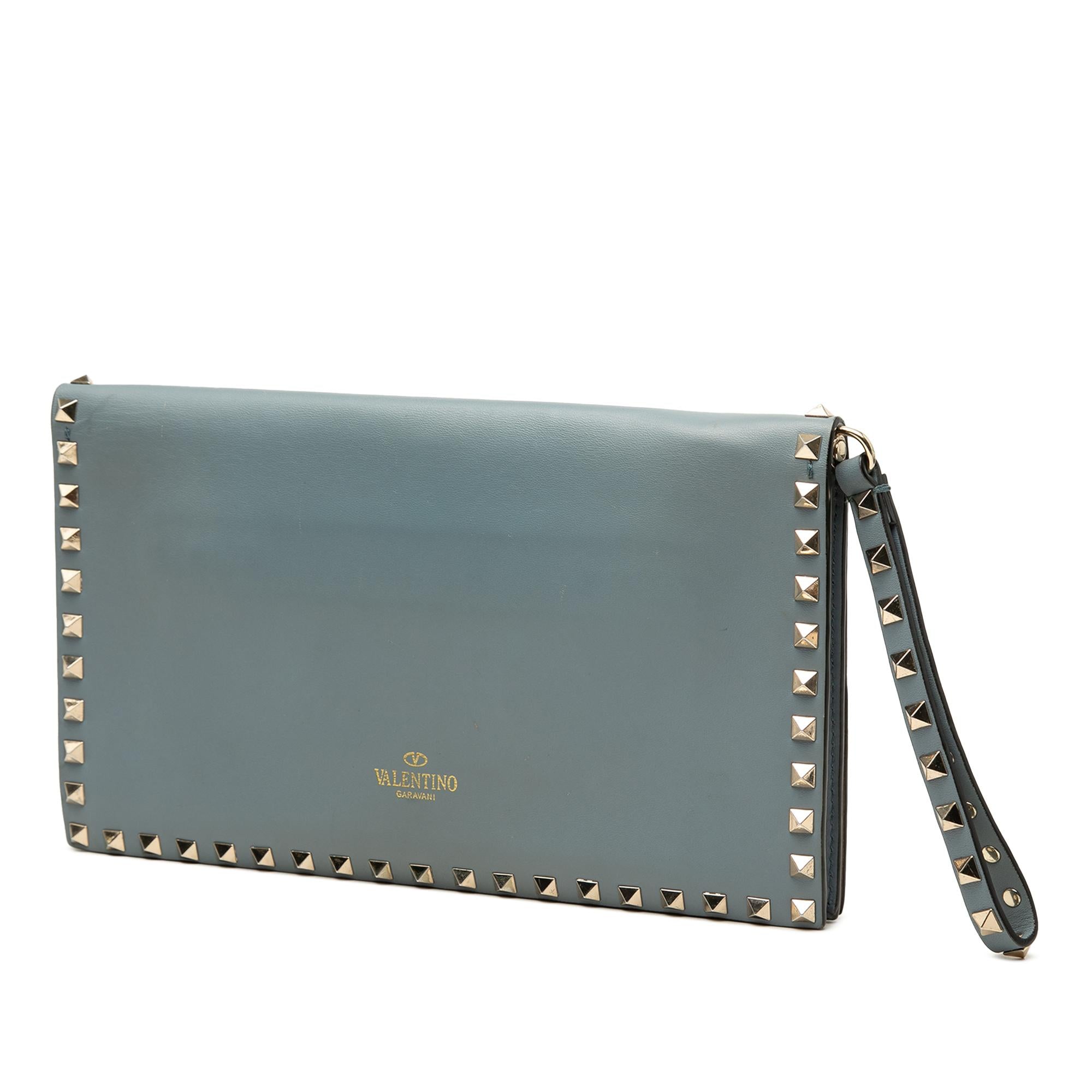 Valentino Leather Rockstud Flap Clutch