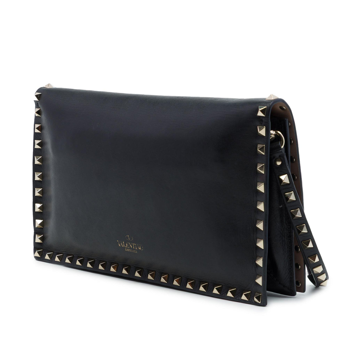 Valentino Leather Rockstud Flap Clutch