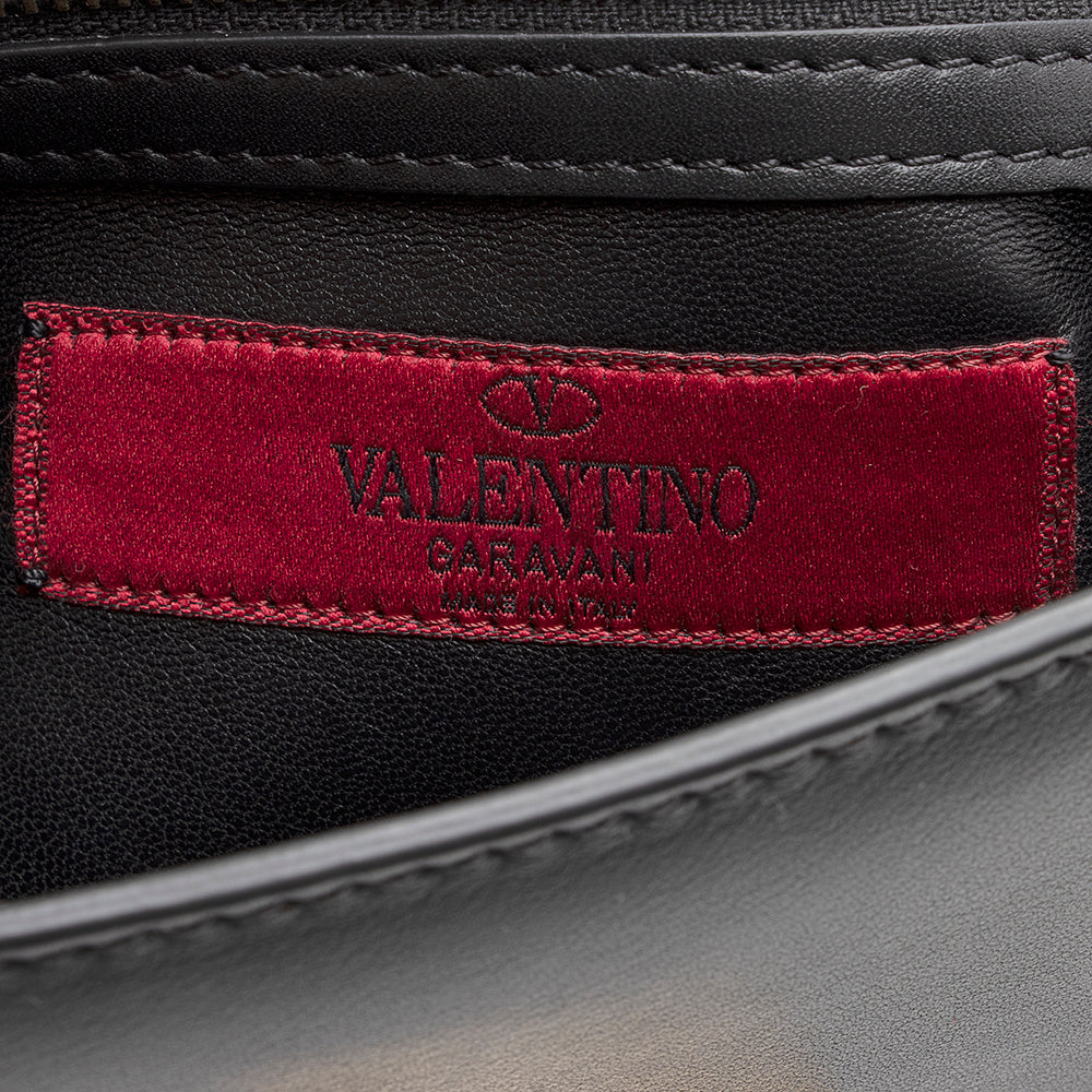 Valentino Leather Rockstud Glam Lock Shoulder Bag (SHF-20905)