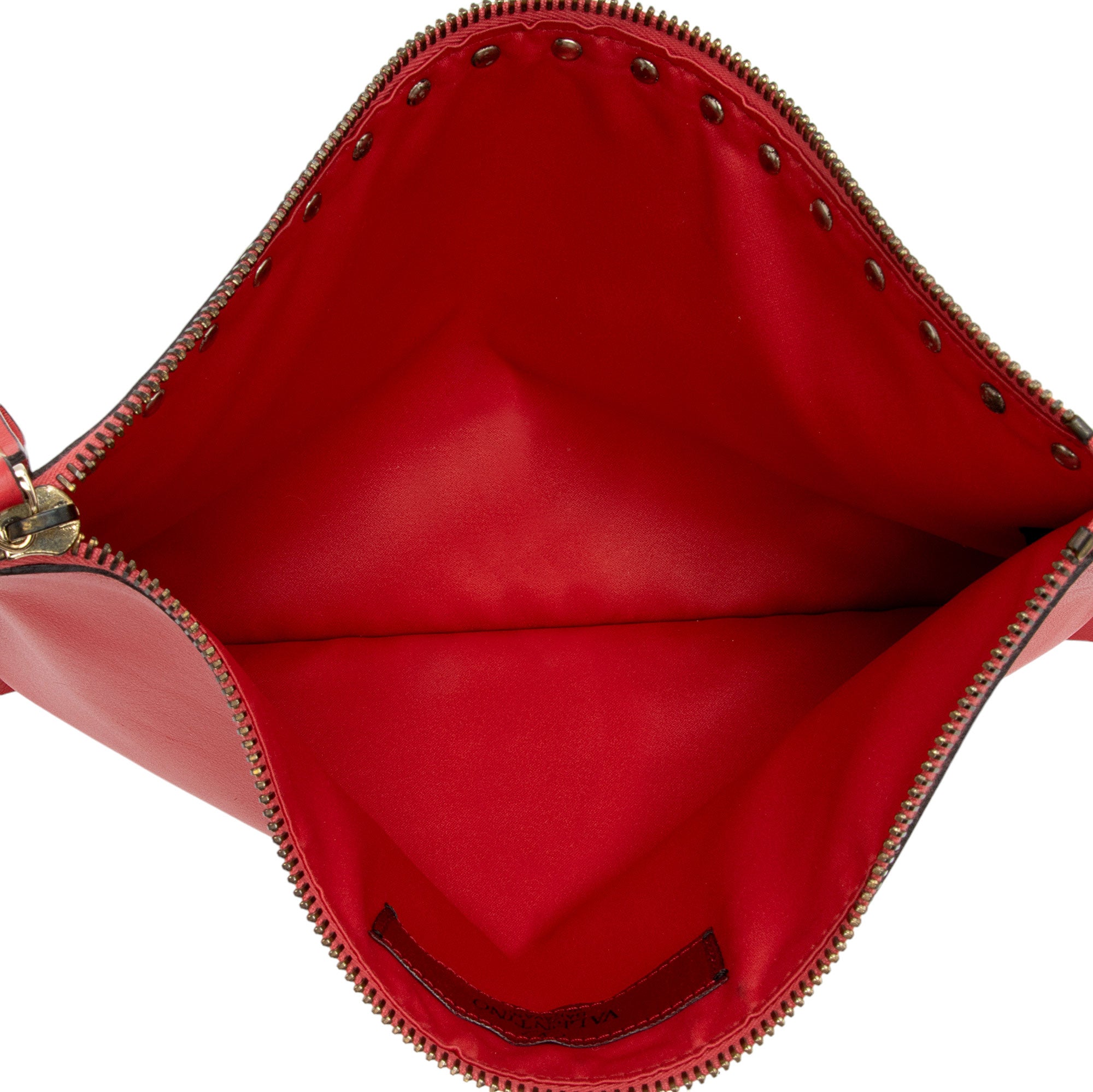 Valentino Leather Rockstud Large Flat Clutch (SHF-a0ZZBM)