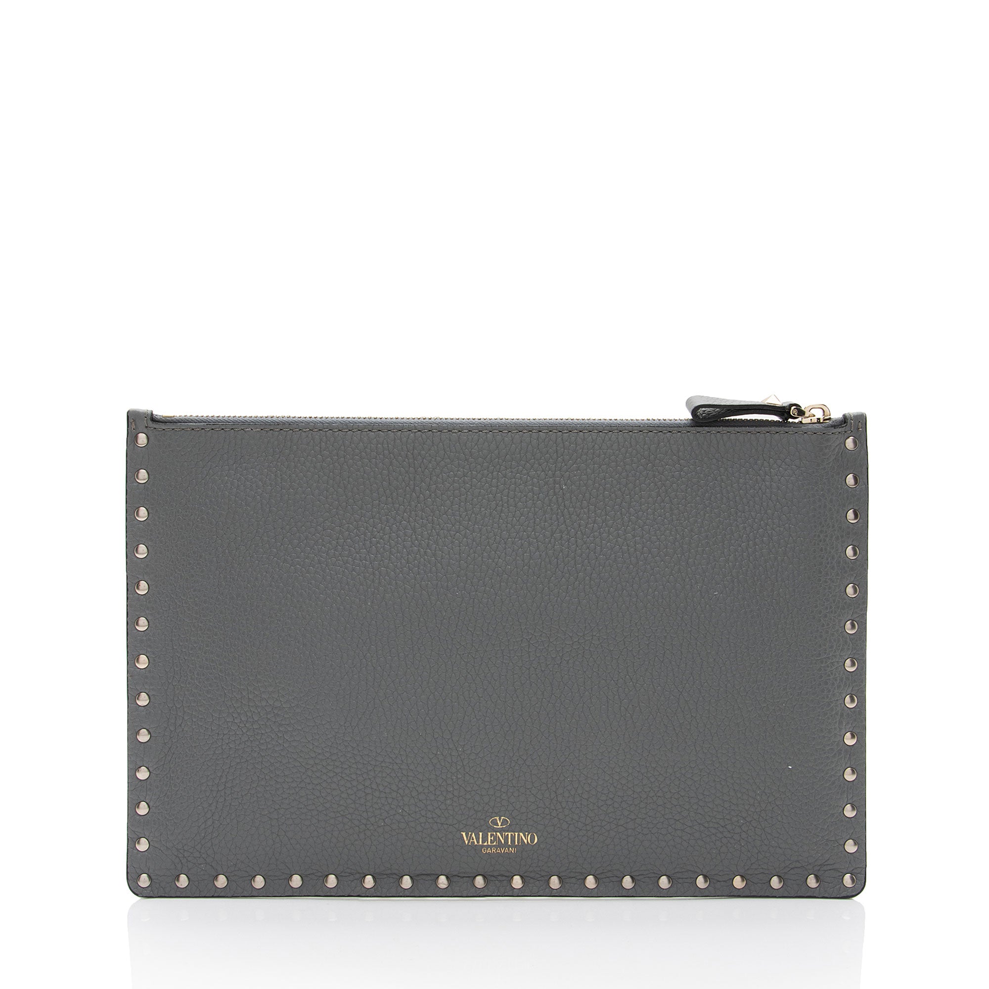 Valentino Leather Rockstud Large Flat Clutch