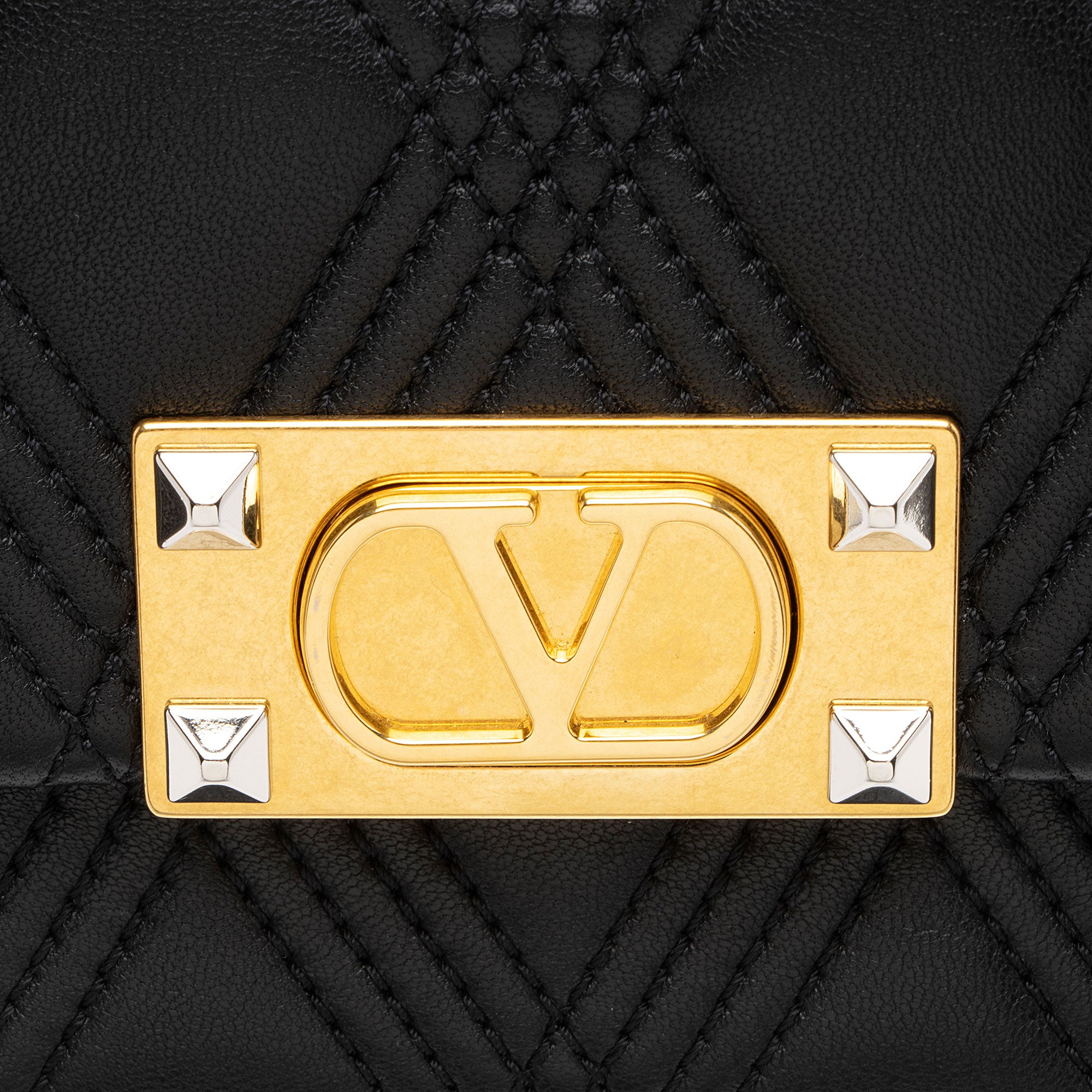 Valentino Leather Rockstud Quiltie 67 Small Shoulder Bag
