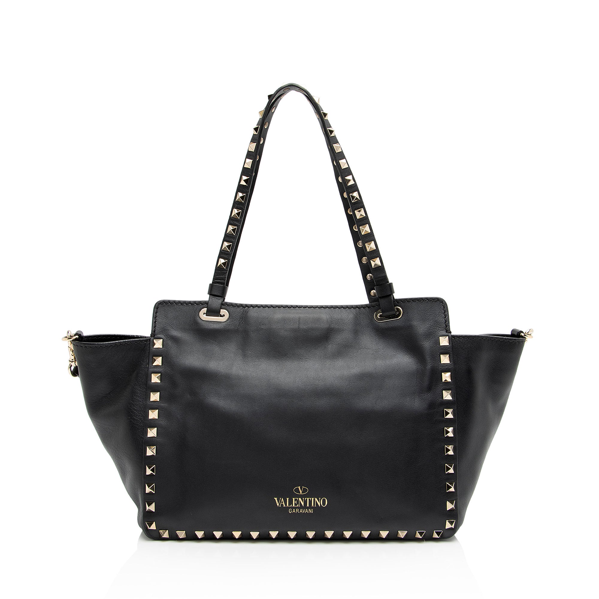 Valentino Leather Rockstud Small Tote (SHF-oEYL8h)