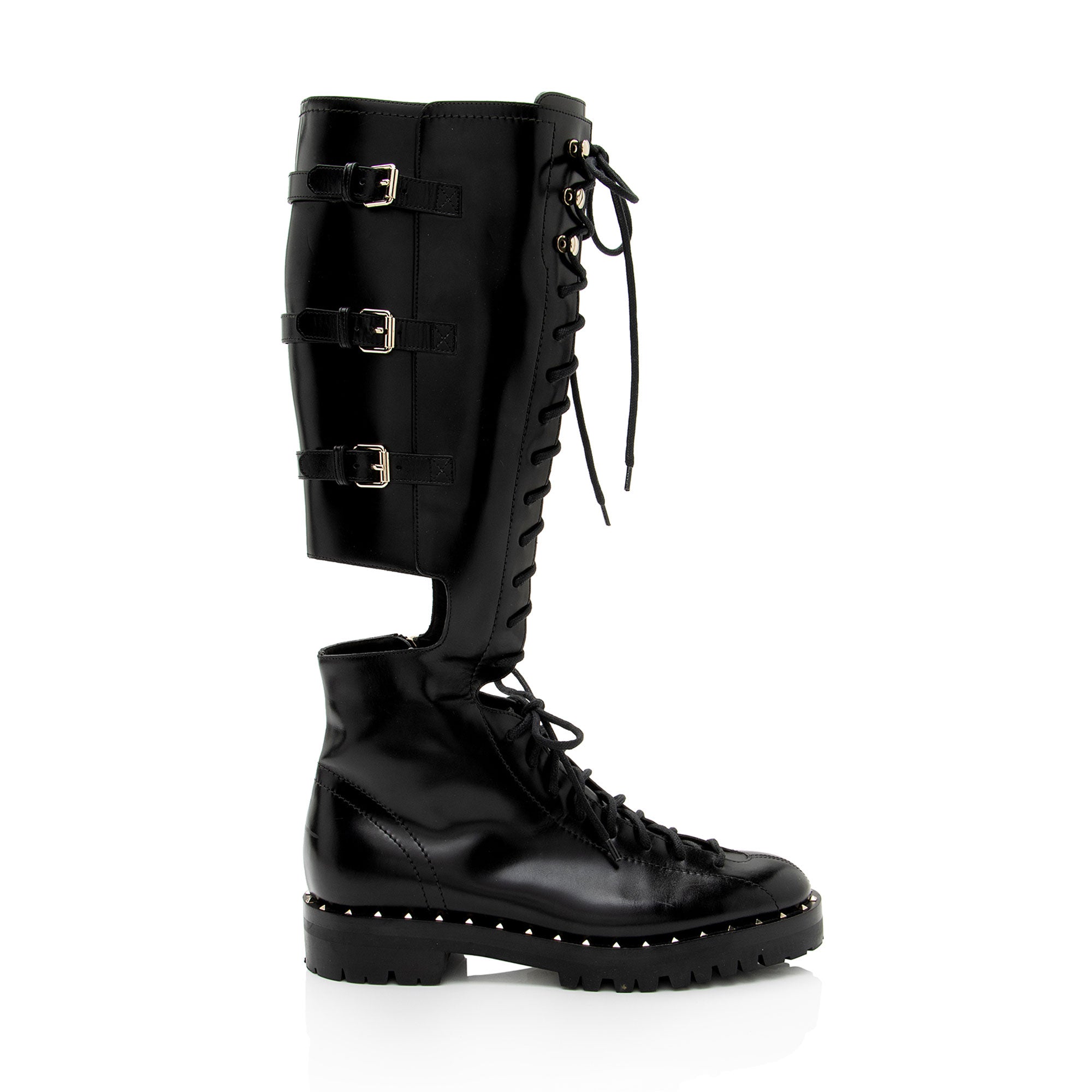 Valentino Leather Rockstud Soul Split Boots - Size 8.5 / 38.5