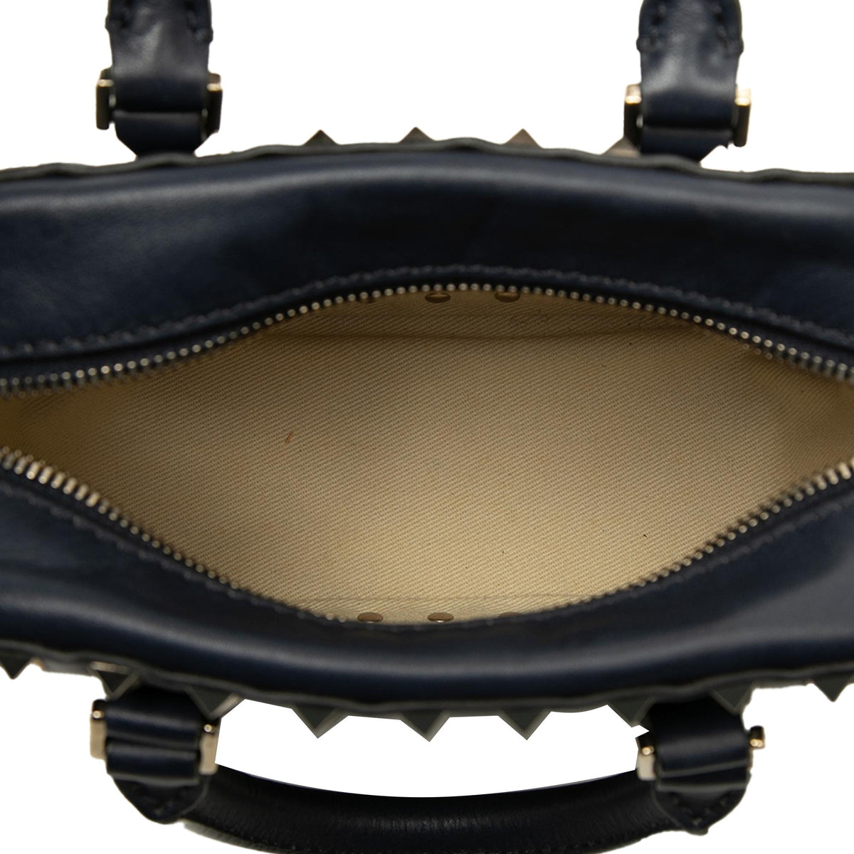 Valentino Leather Rockstud Top Handle Bag