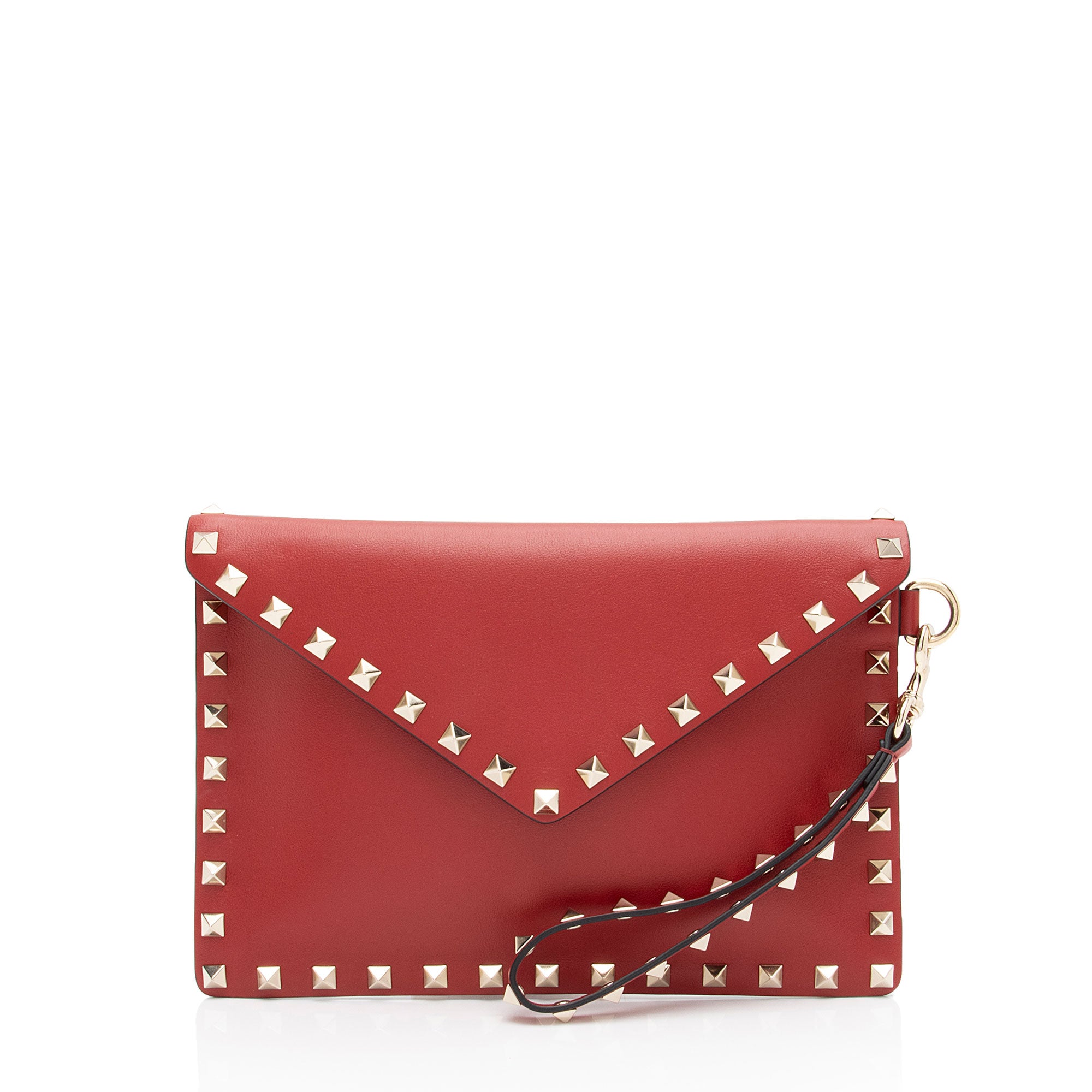 Valentino Leather Rockstud V-Flap Wristlet (SHF-c3xVhQ)