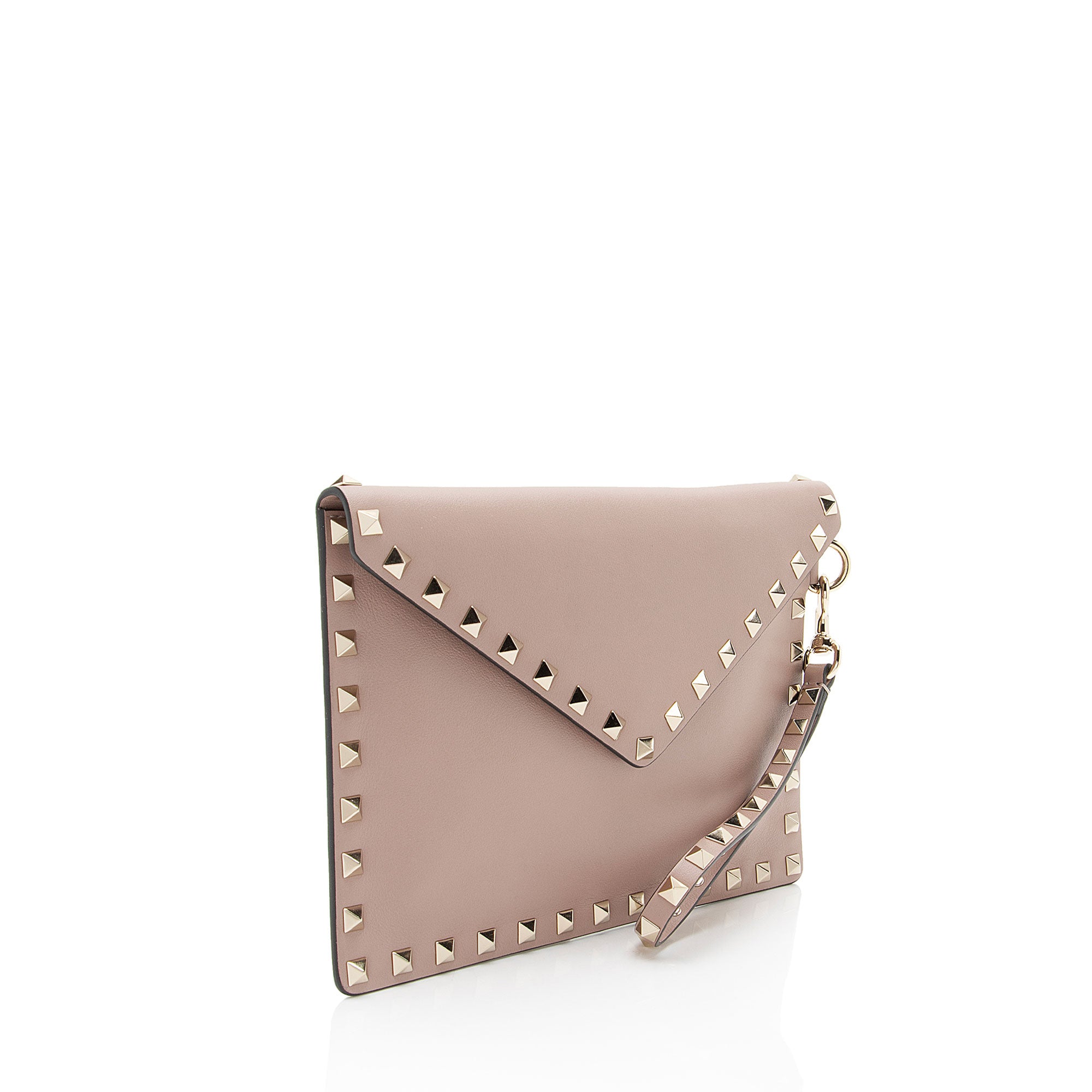 Valentino Leather Rockstud V-Flap Wristlet