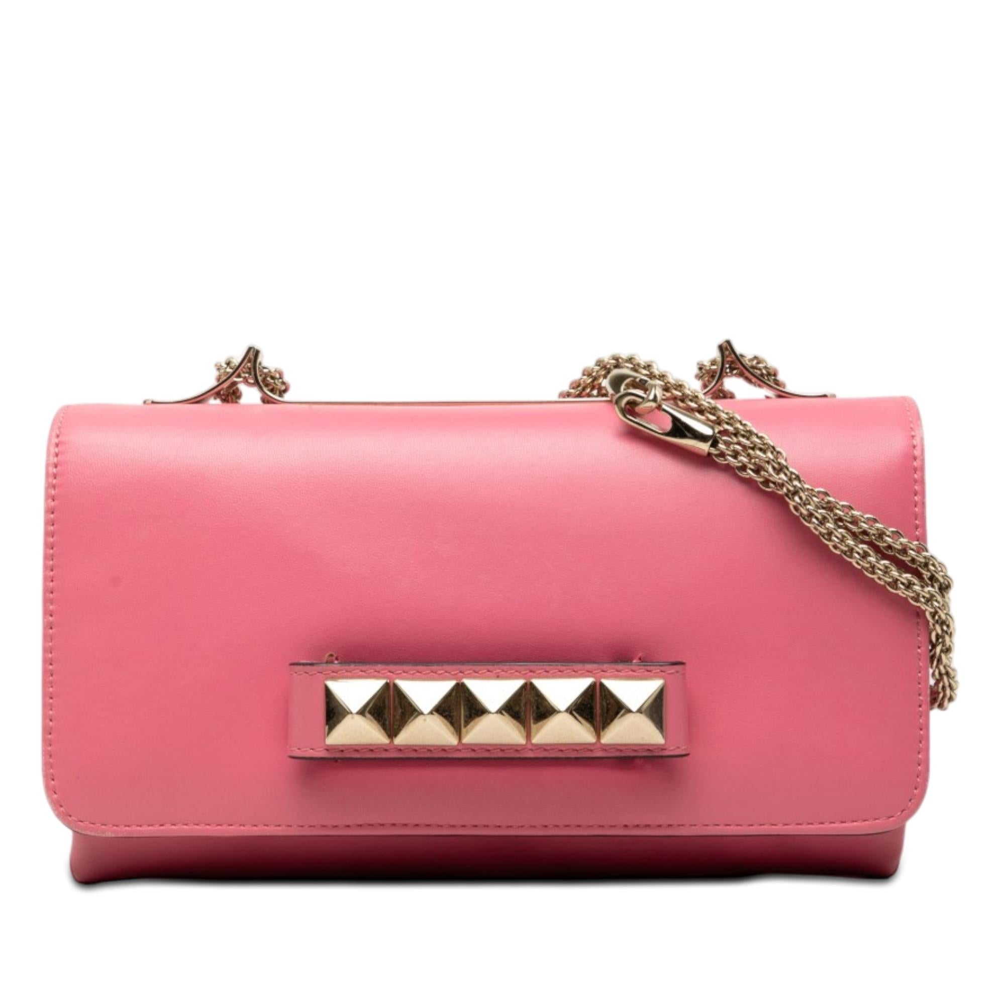 Valentino Leather Rockstud Va Va Voom Clutch on Chain